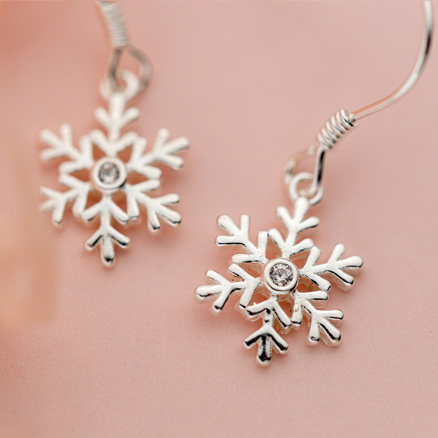 Christmas snowflake silver earrings