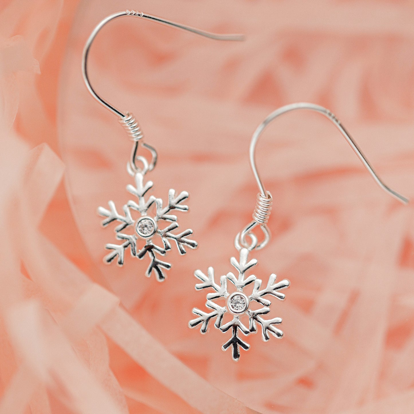 Christmas snowflake silver earrings