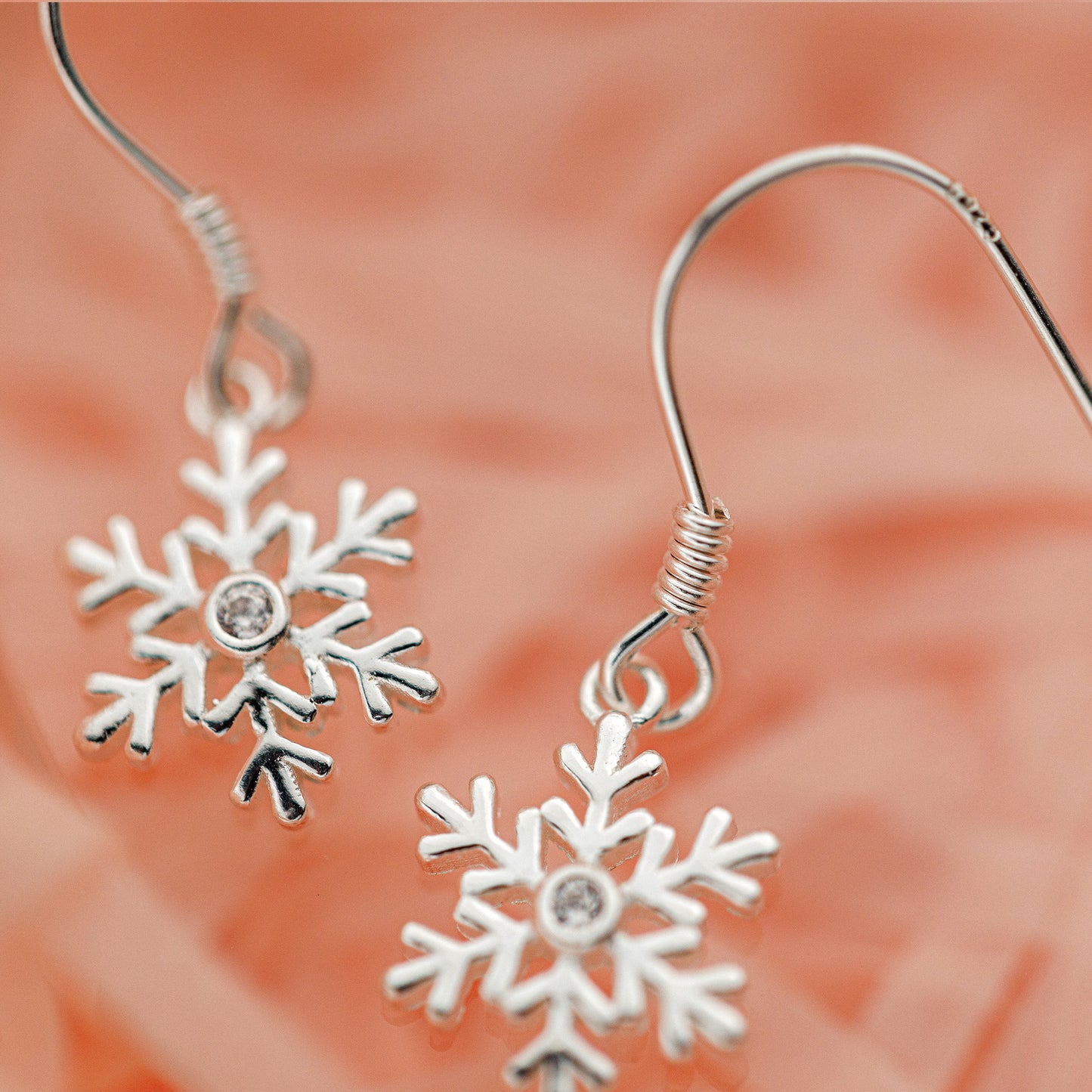 Christmas snowflake silver earrings