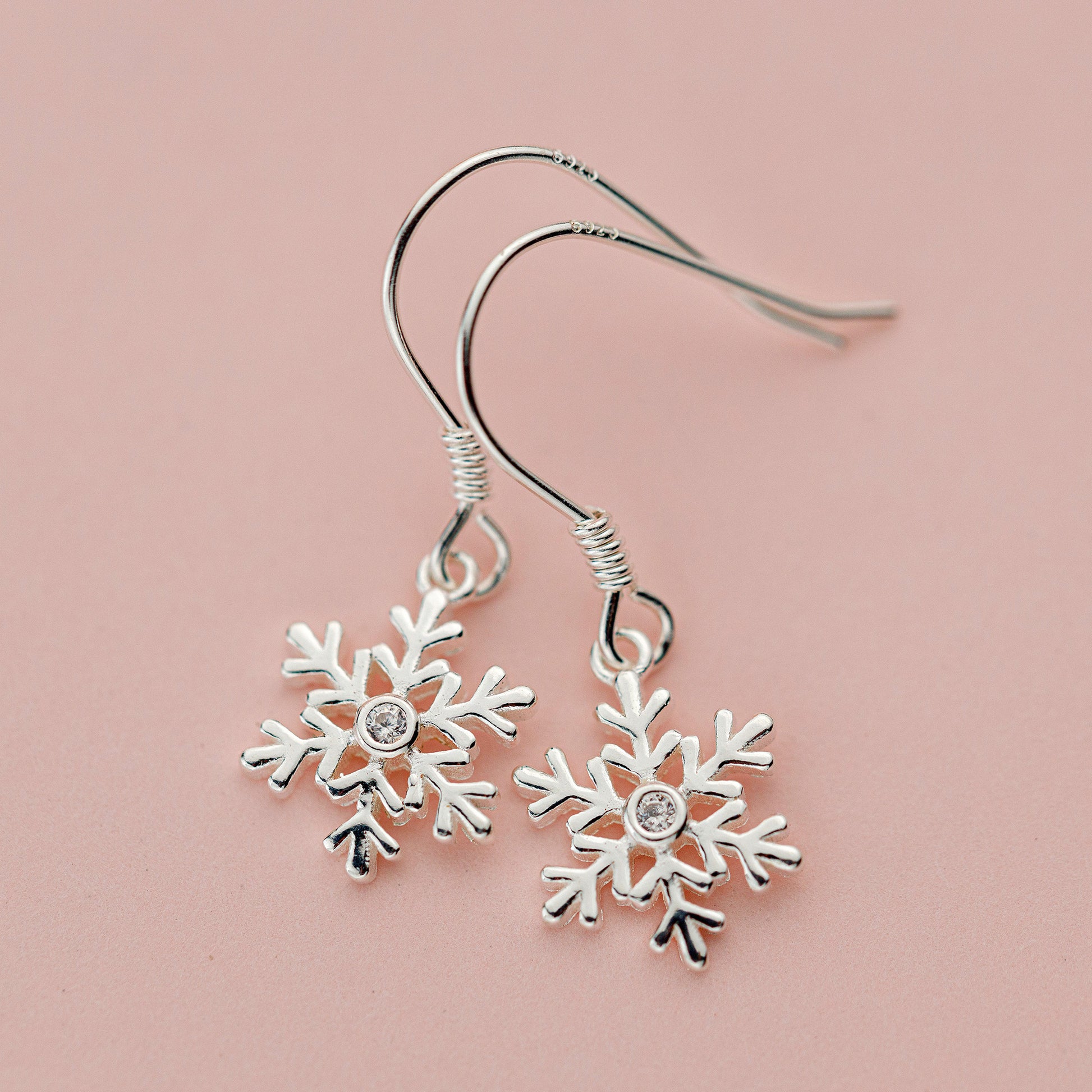 Christmas snowflake silver earrings