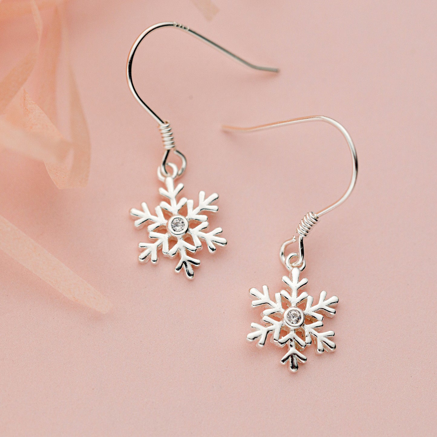 Christmas snowflake silver earrings