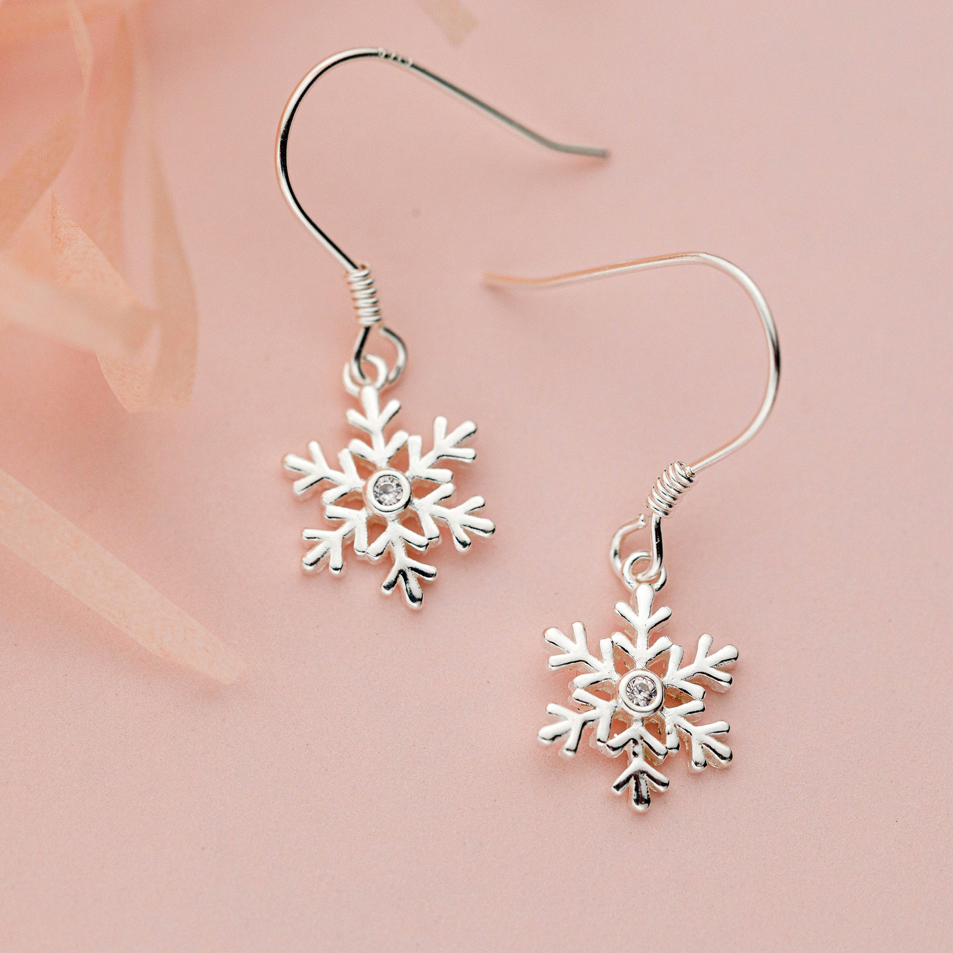 Christmas snowflake silver earrings