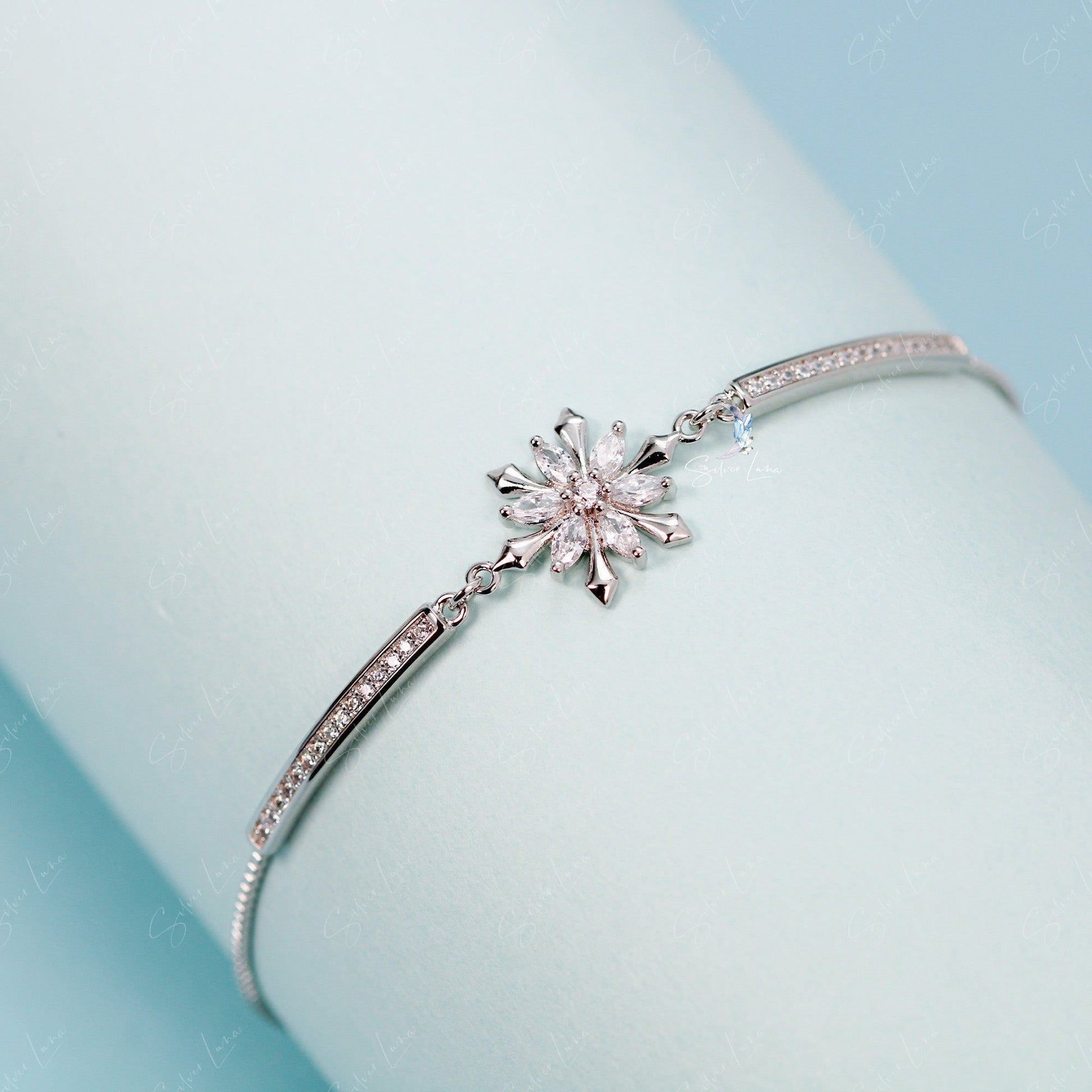cubic zirconia snowflake bracelet