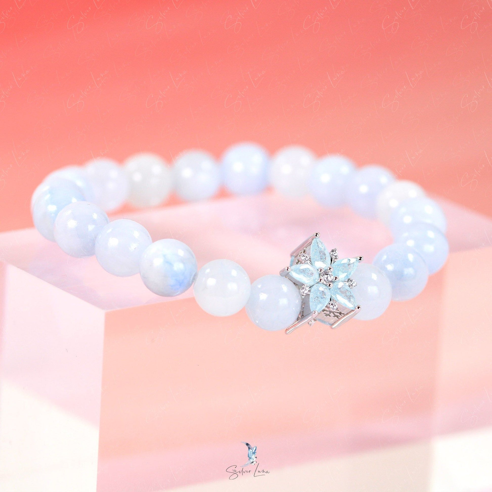 blue angelite fengshui beaded bracelet