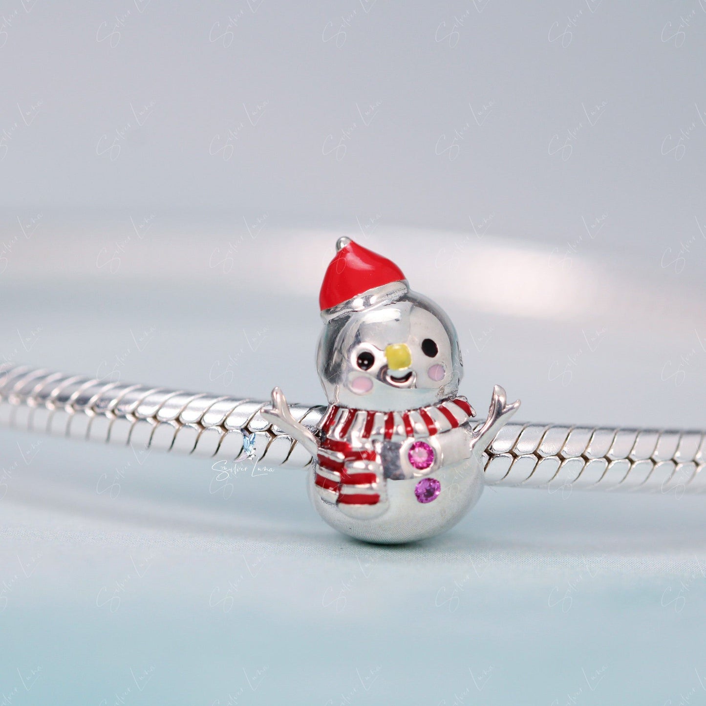 Christmas snowman bead charm for bracelet