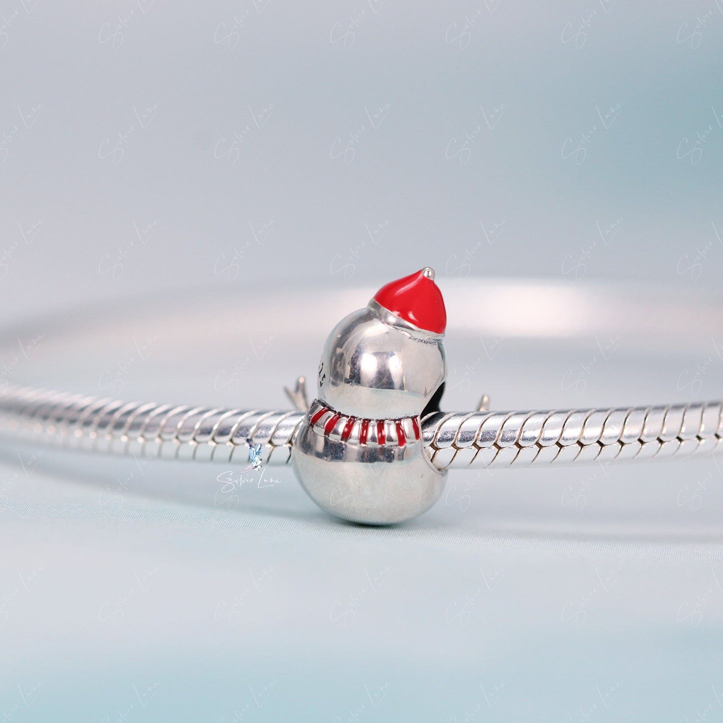 Christmas snowman bead charm for bracelet