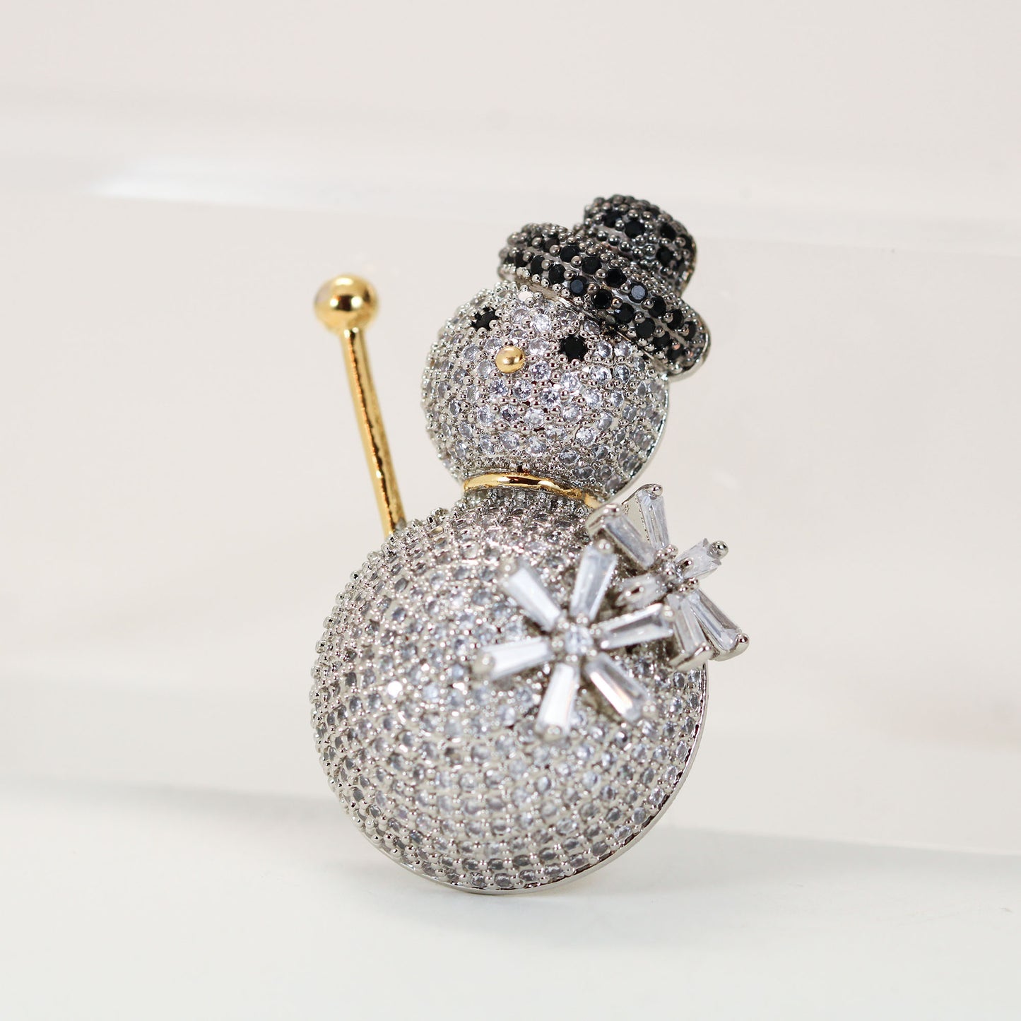 crystal rhinestone snowman brooch pin