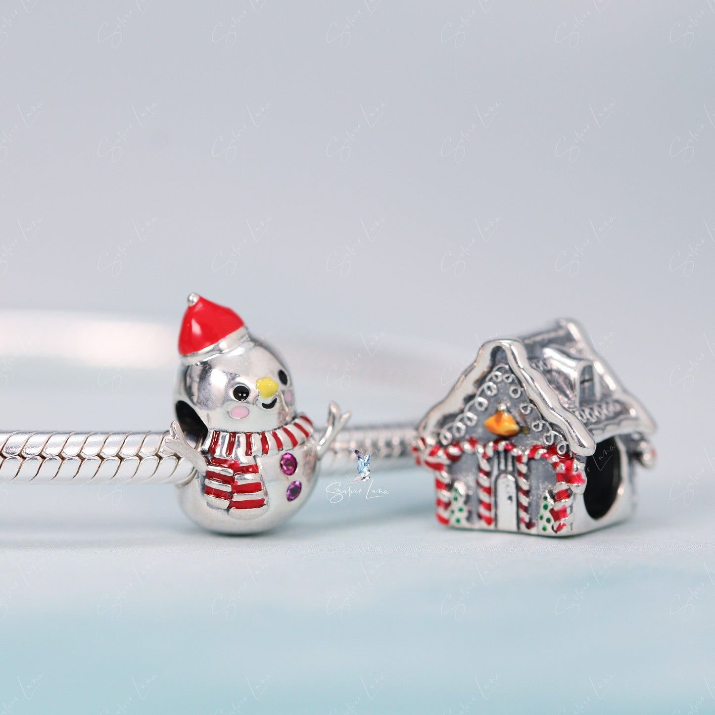 Christmas snowman bead charm for bracelet