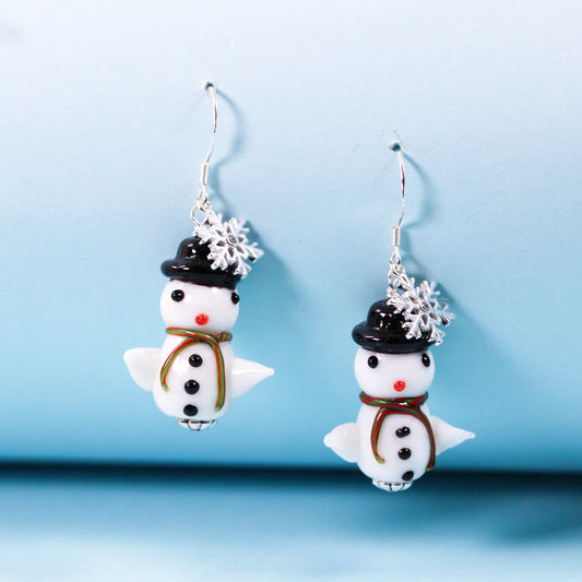 snowman dangle drop earrings