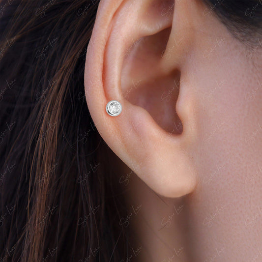 Cubic zirconia stone screw back cartilage earrings