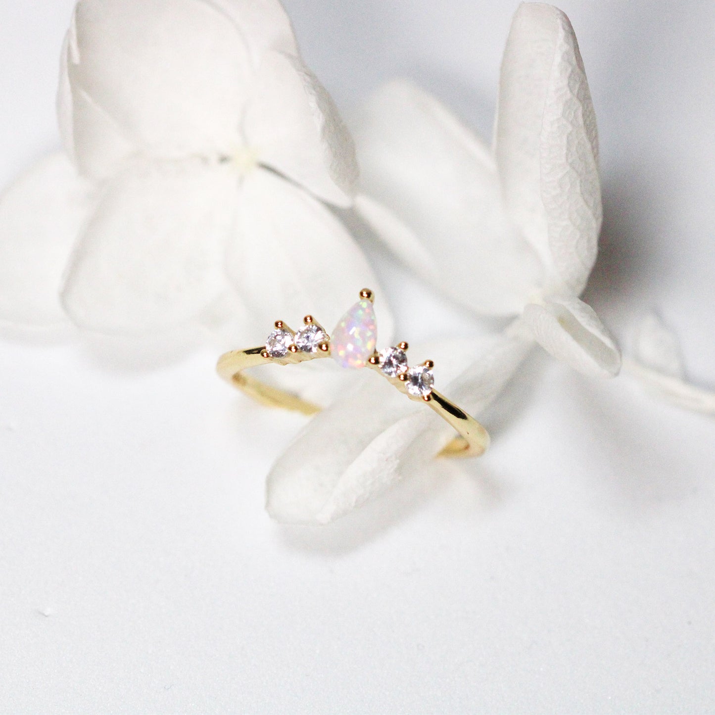 Opal tiara stackable ring