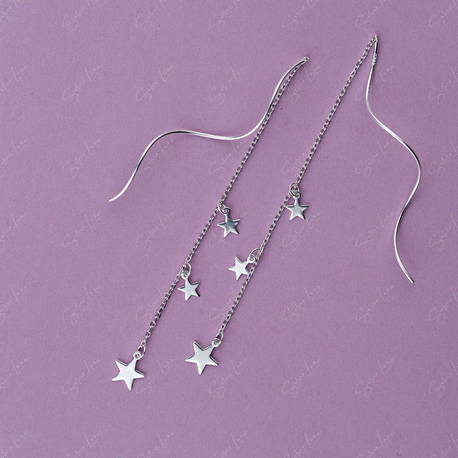 wavy star dangle drop earrings