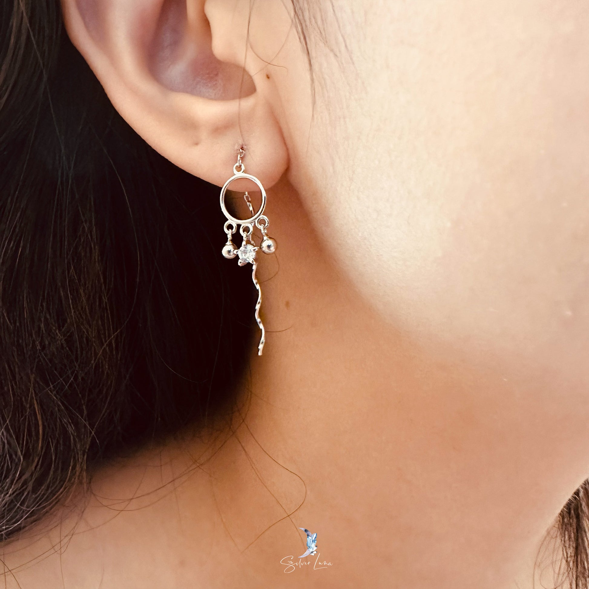 bell charm ear threader earrings