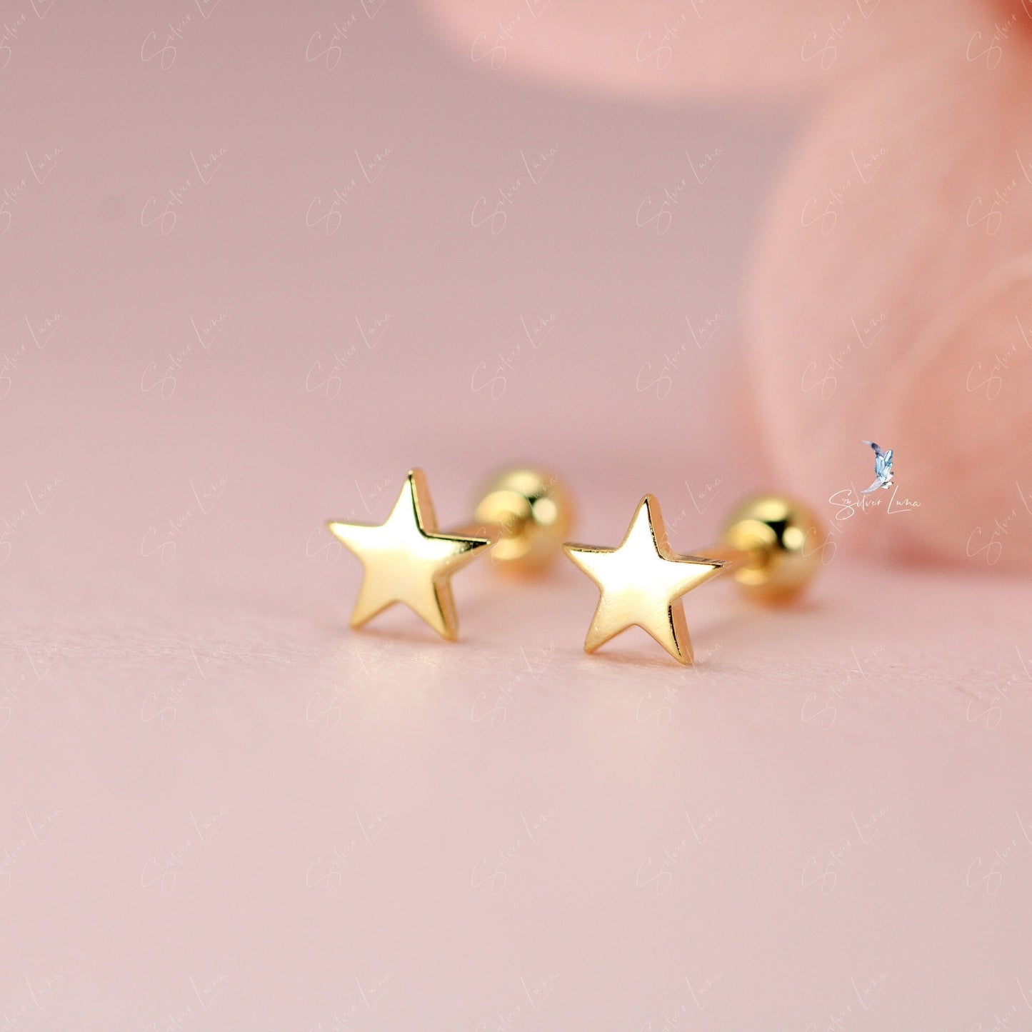 star screw back stud earrings