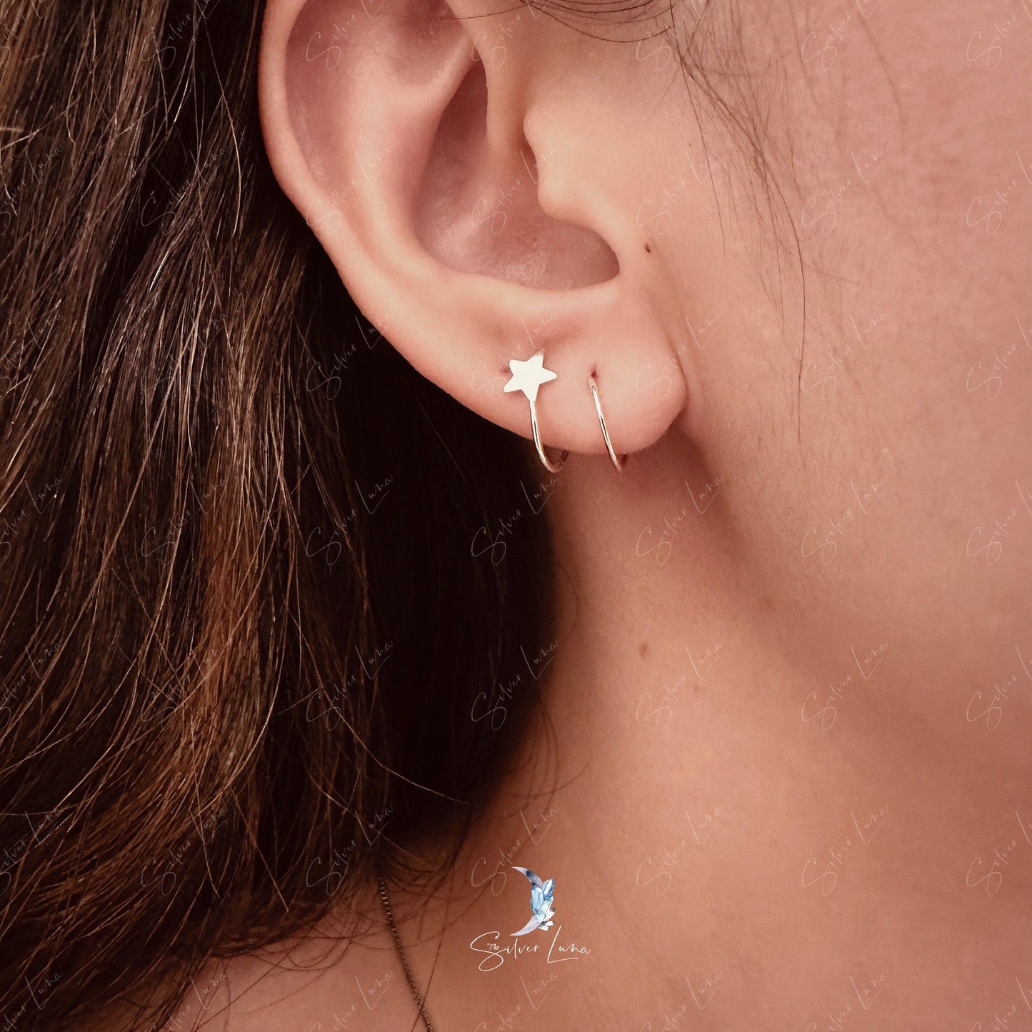 spiral star wrap silver earrings