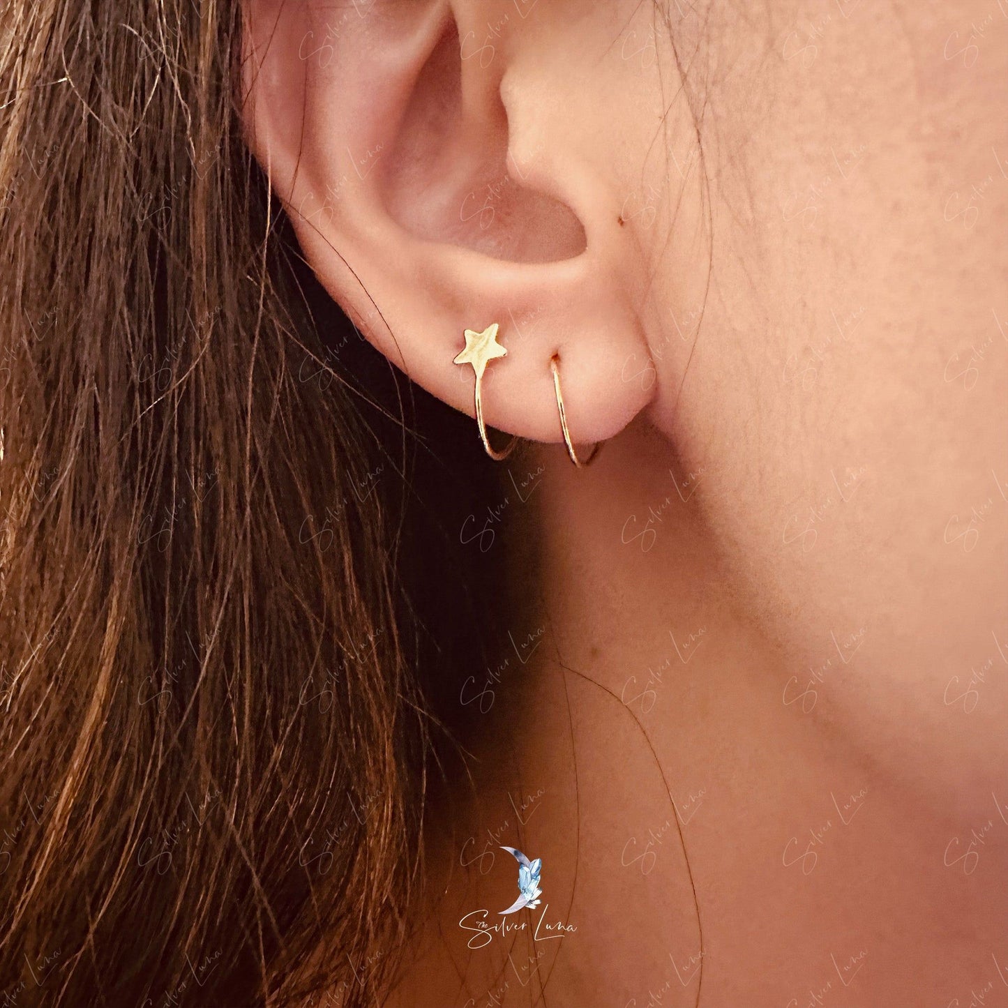 spiral star stud earrings