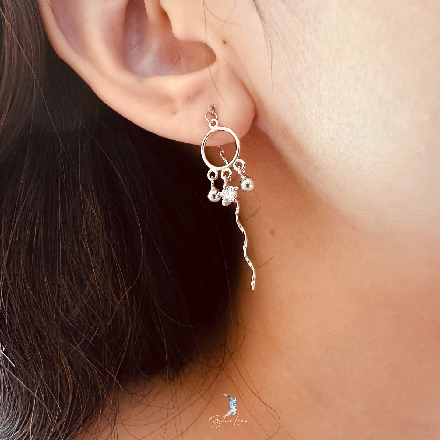 bell charm ear threader earrings