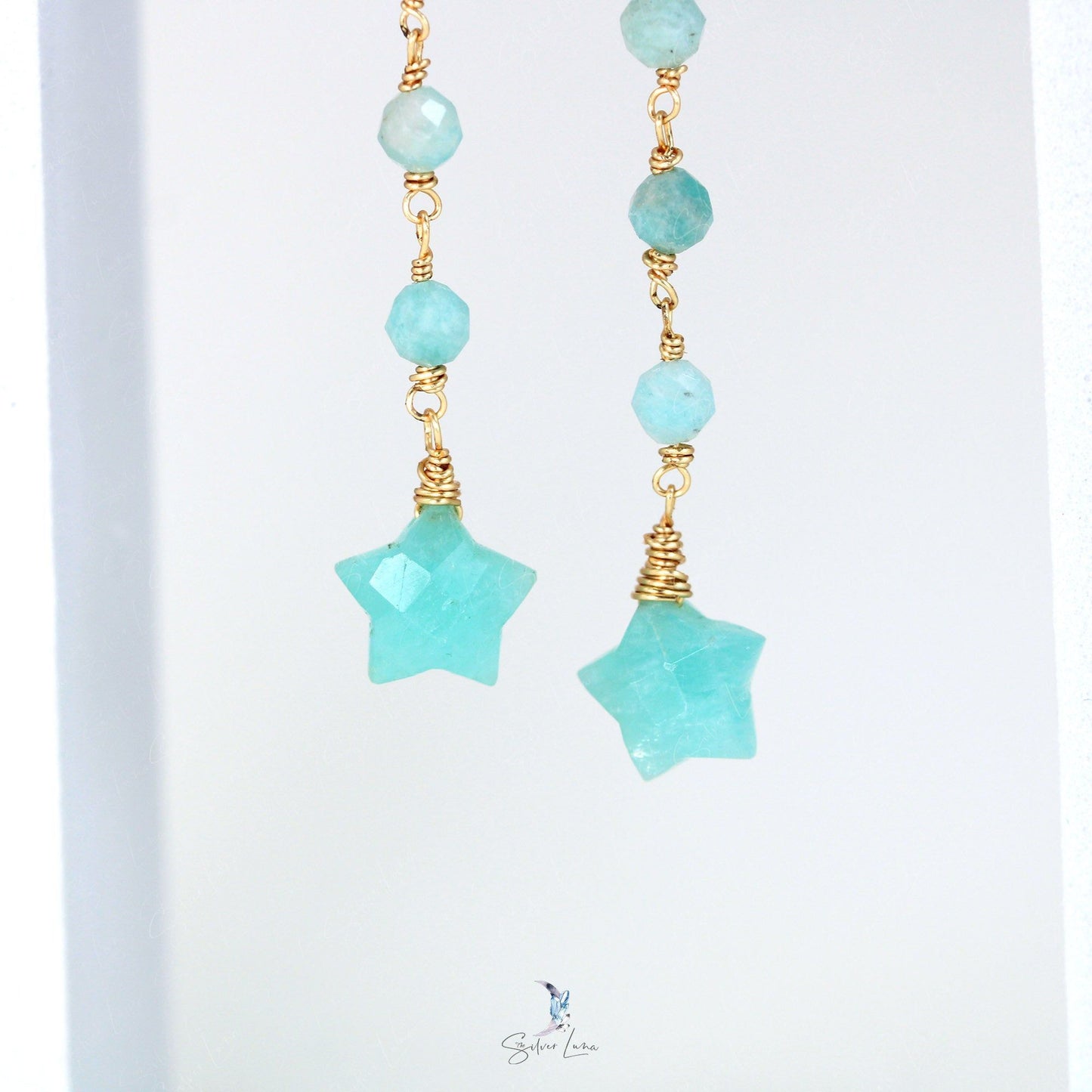 star Amazonite cascade earrings