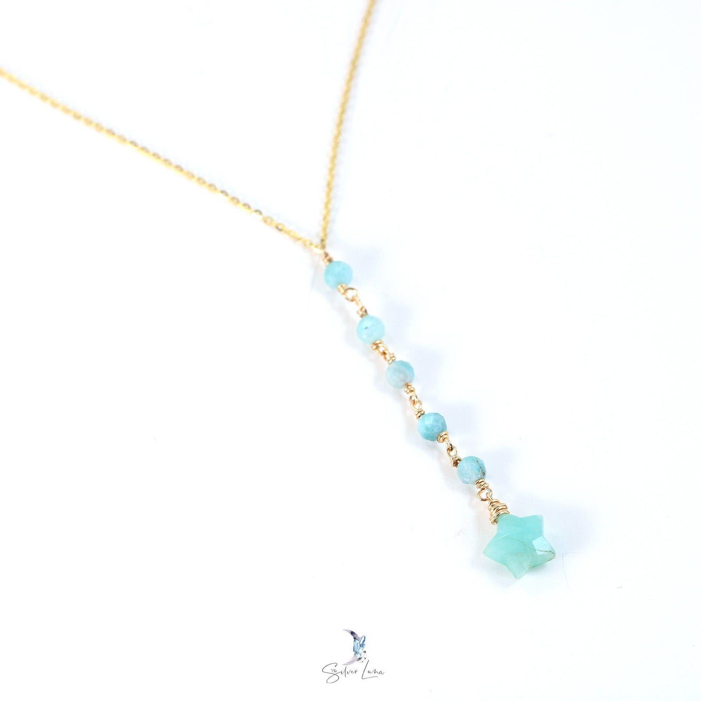 lariat star amazonite pendant necklace