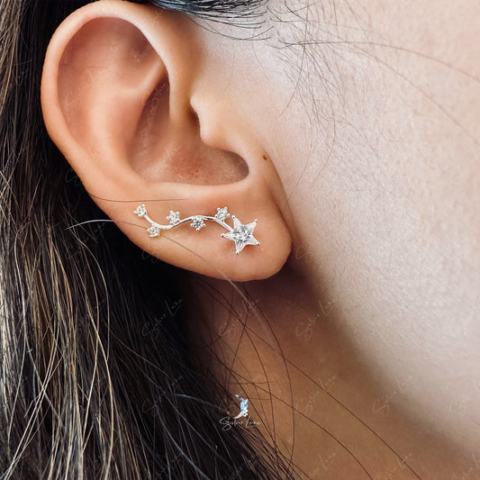 star ear climber earrings
