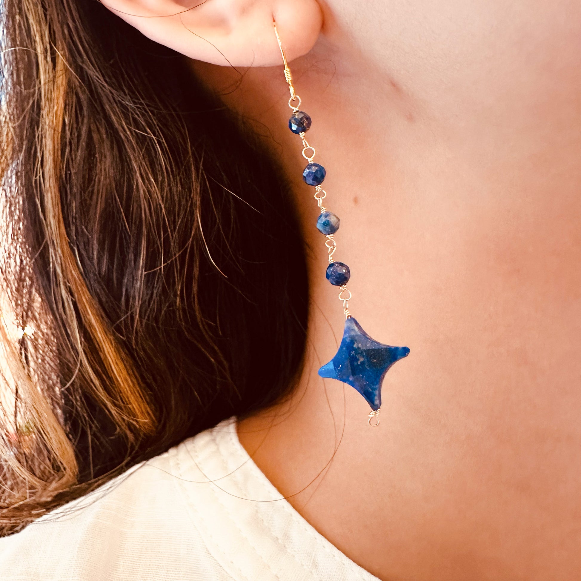 star drop lapis lazuli earrings