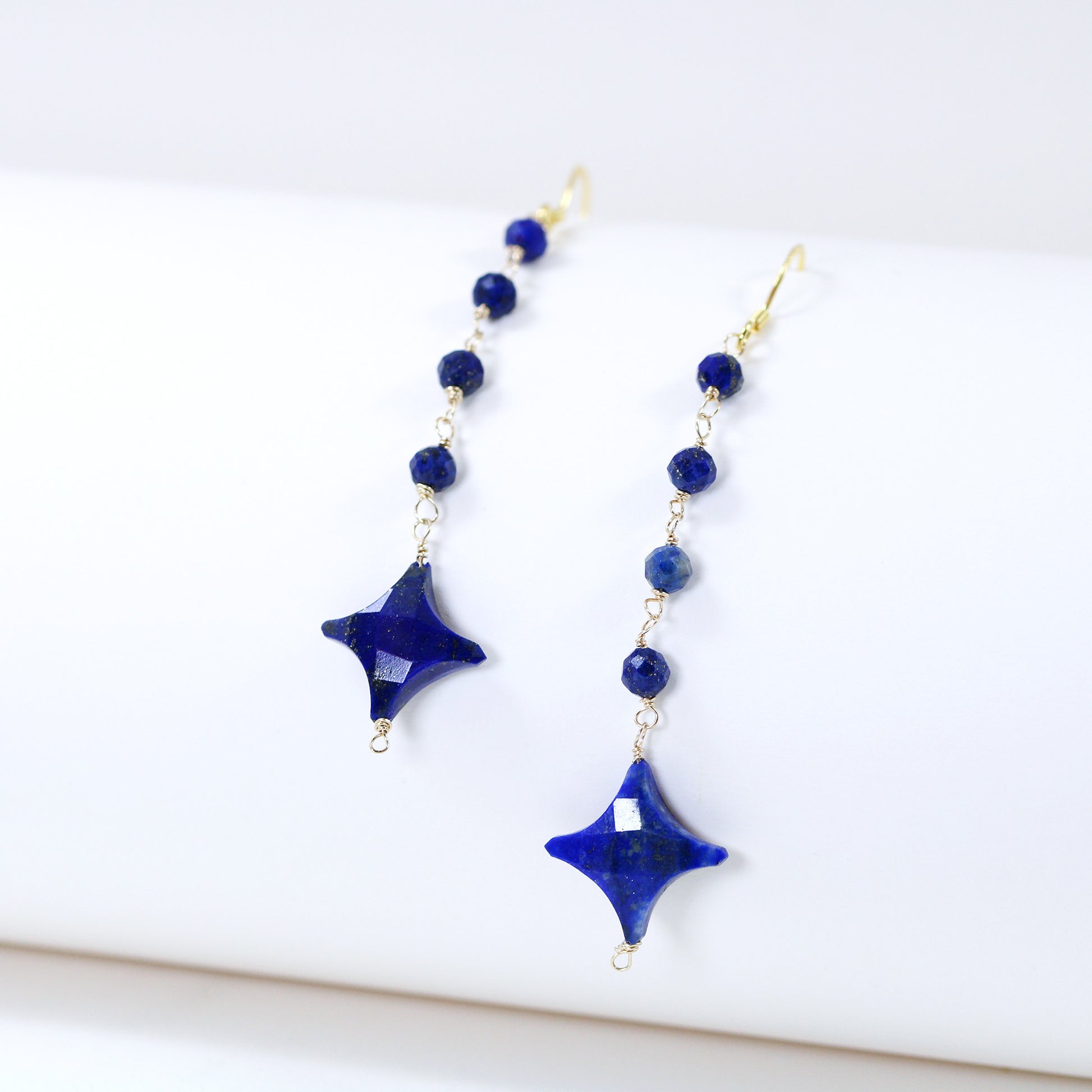 star drop lapis lazuli earrings