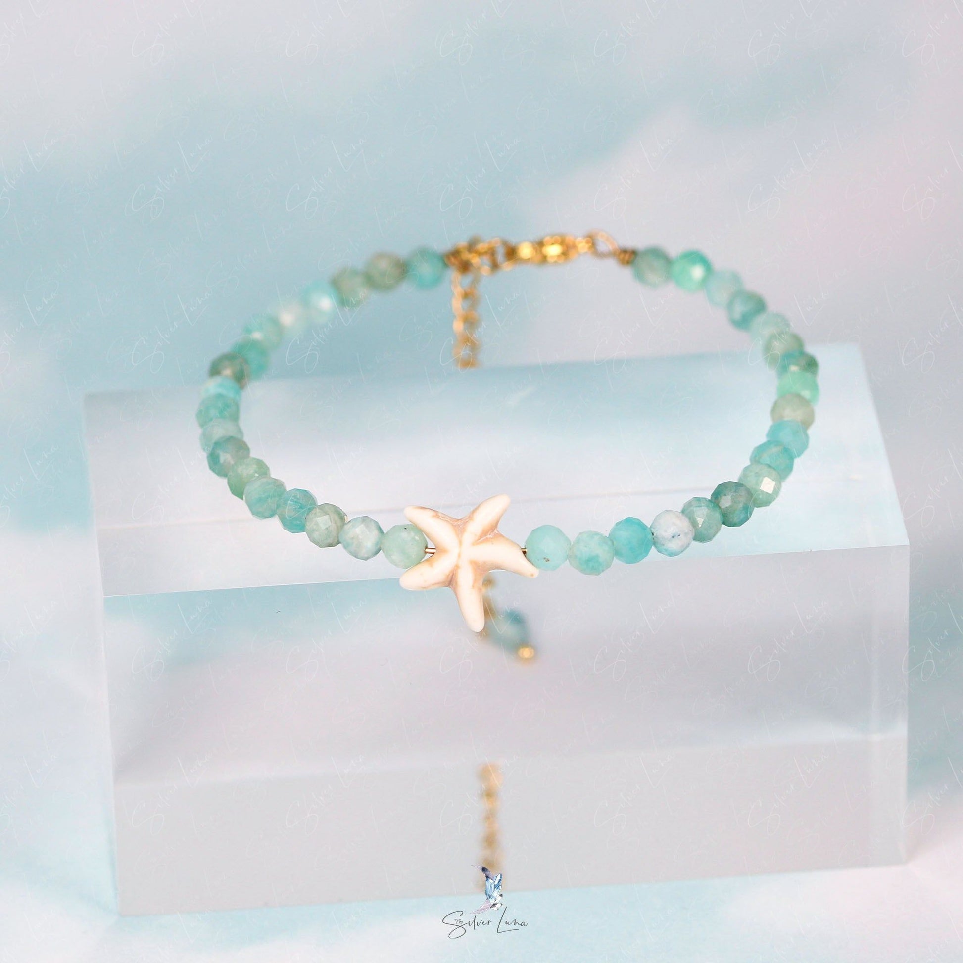 ocean starfish Amazonite natural stone beads bracelet