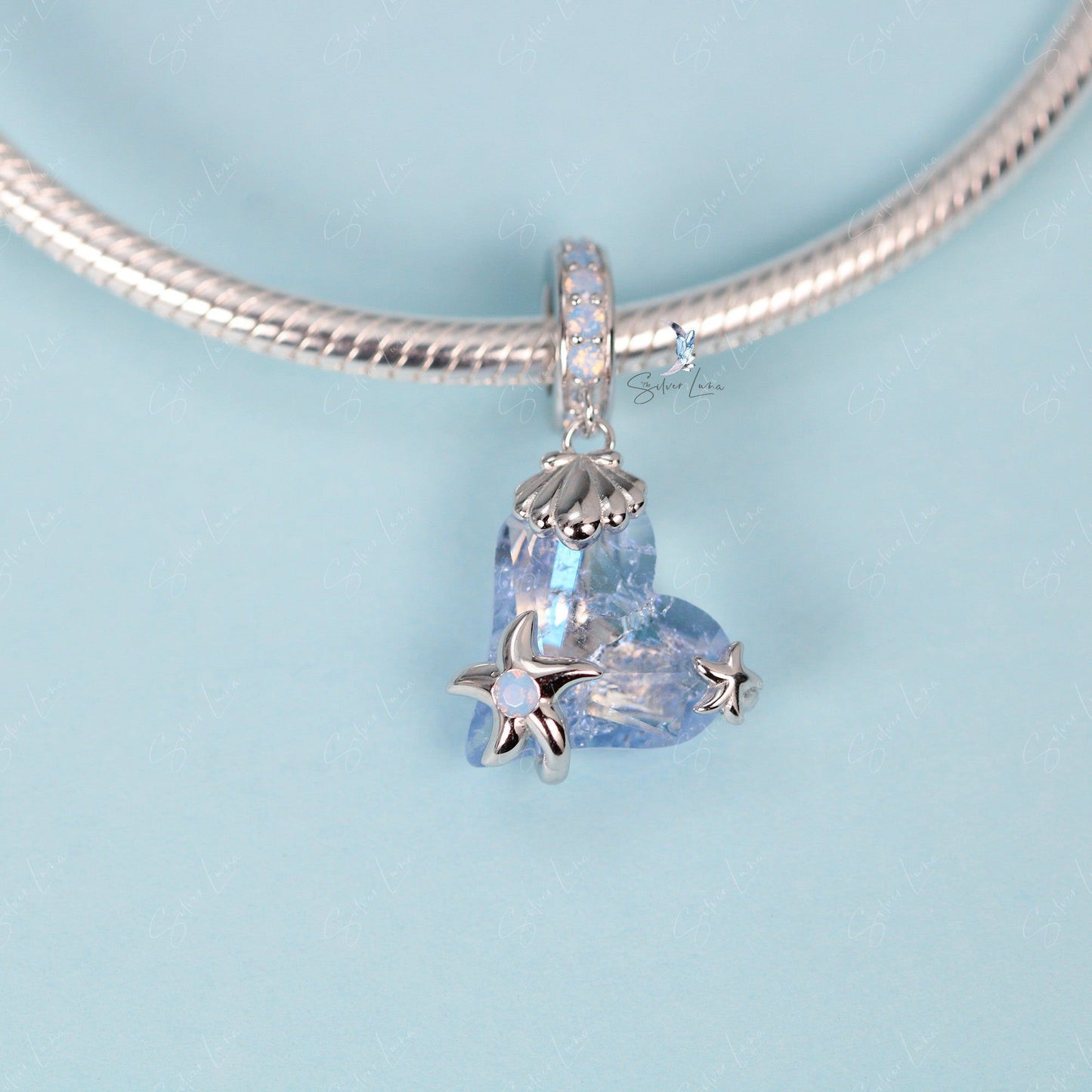 heart crystal starfish pendant