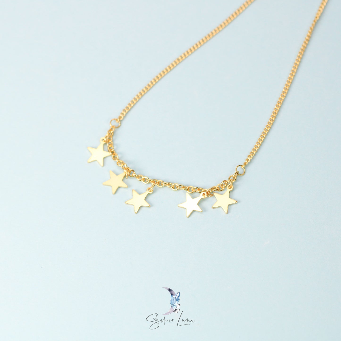 star charms gold plated silver anklet