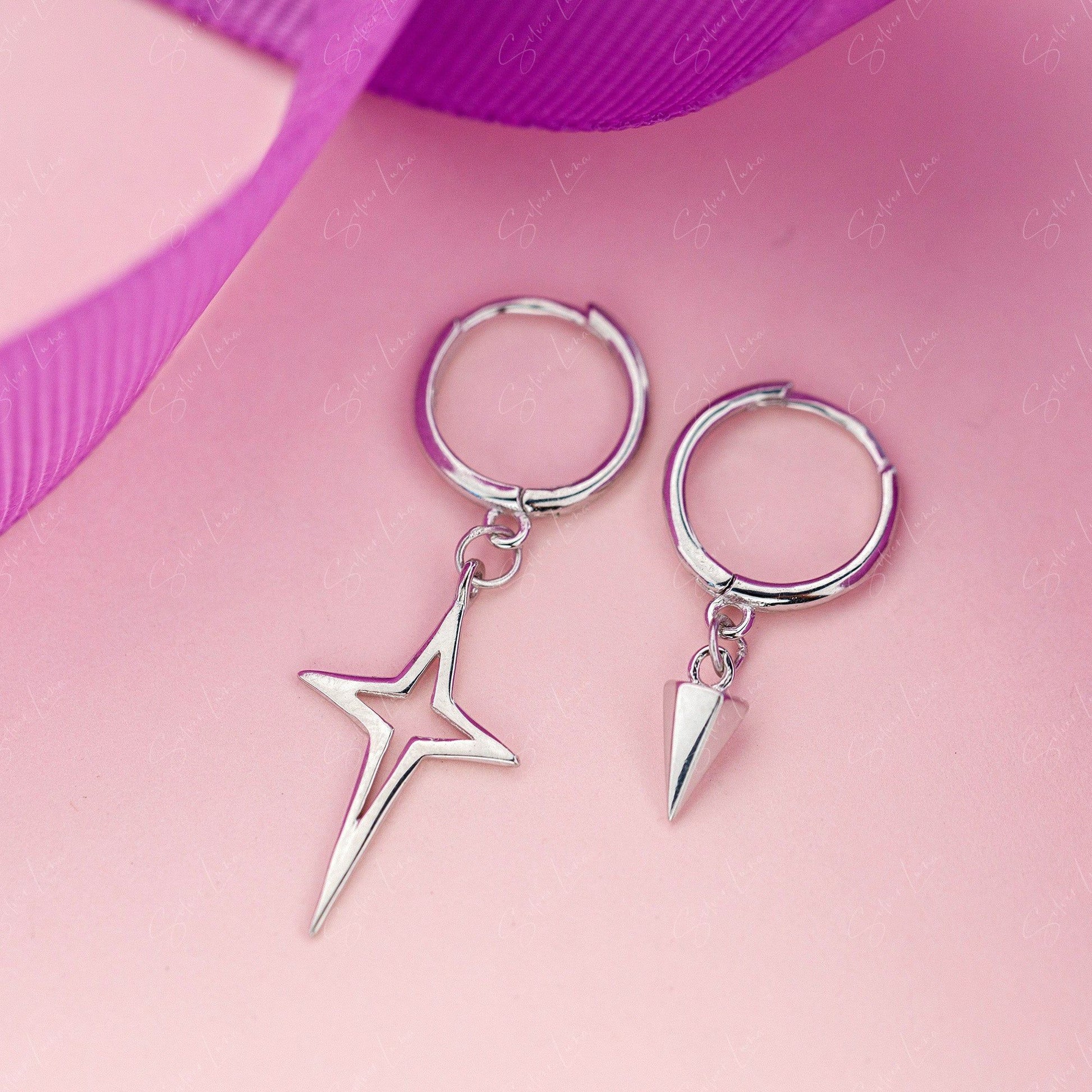 star and cone hoop earrings