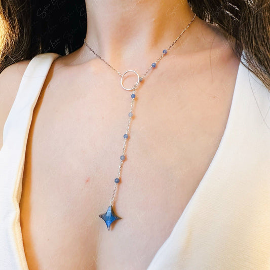 labradorite star lariat necklace
