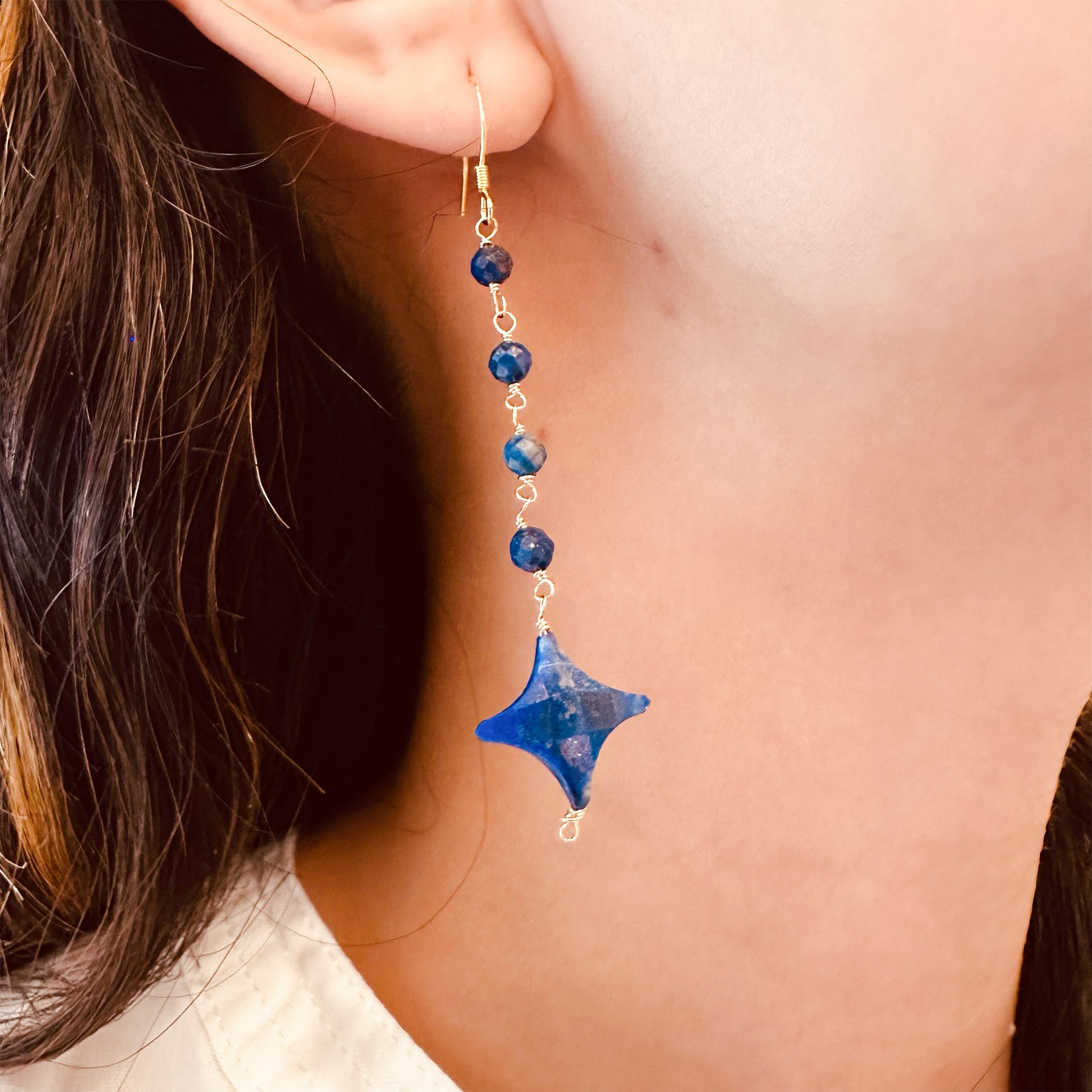 star drop lapis lazuli earrings