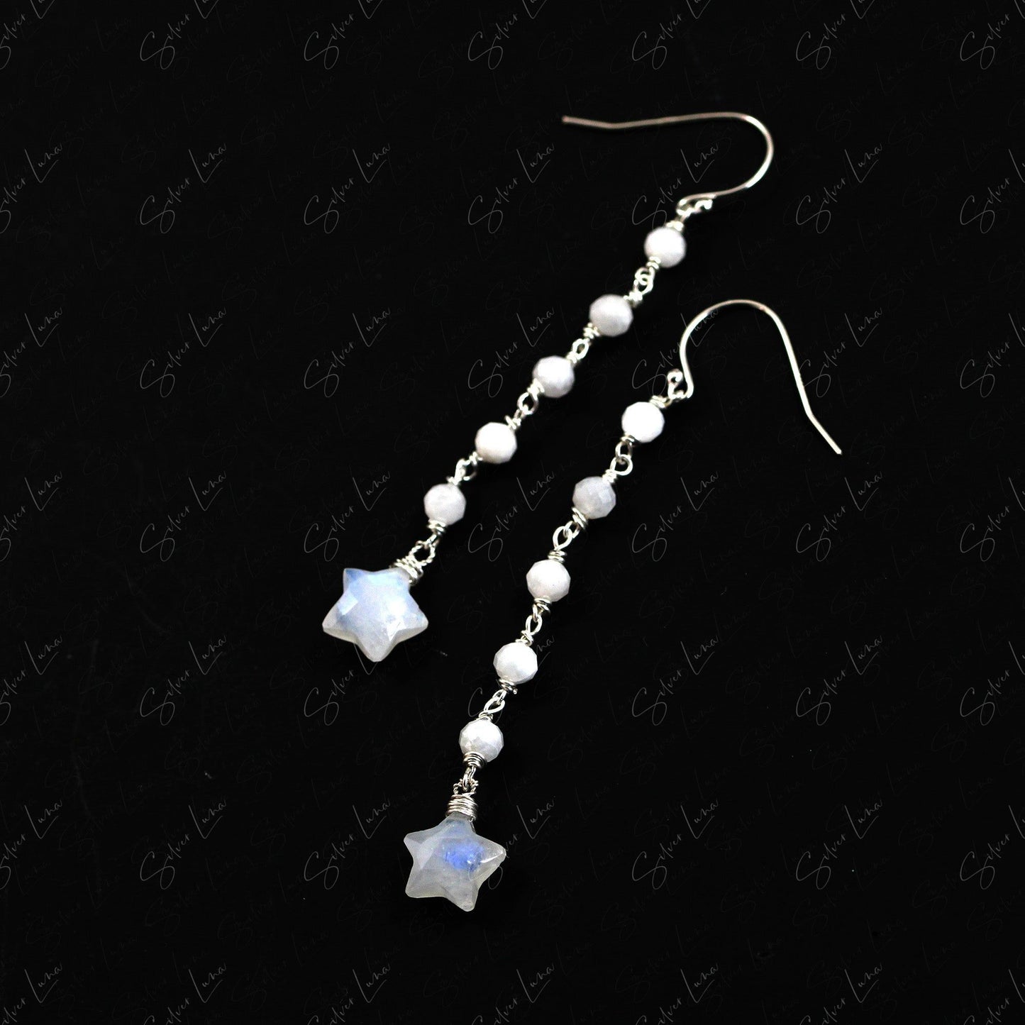 rainbow star moonstone earrings