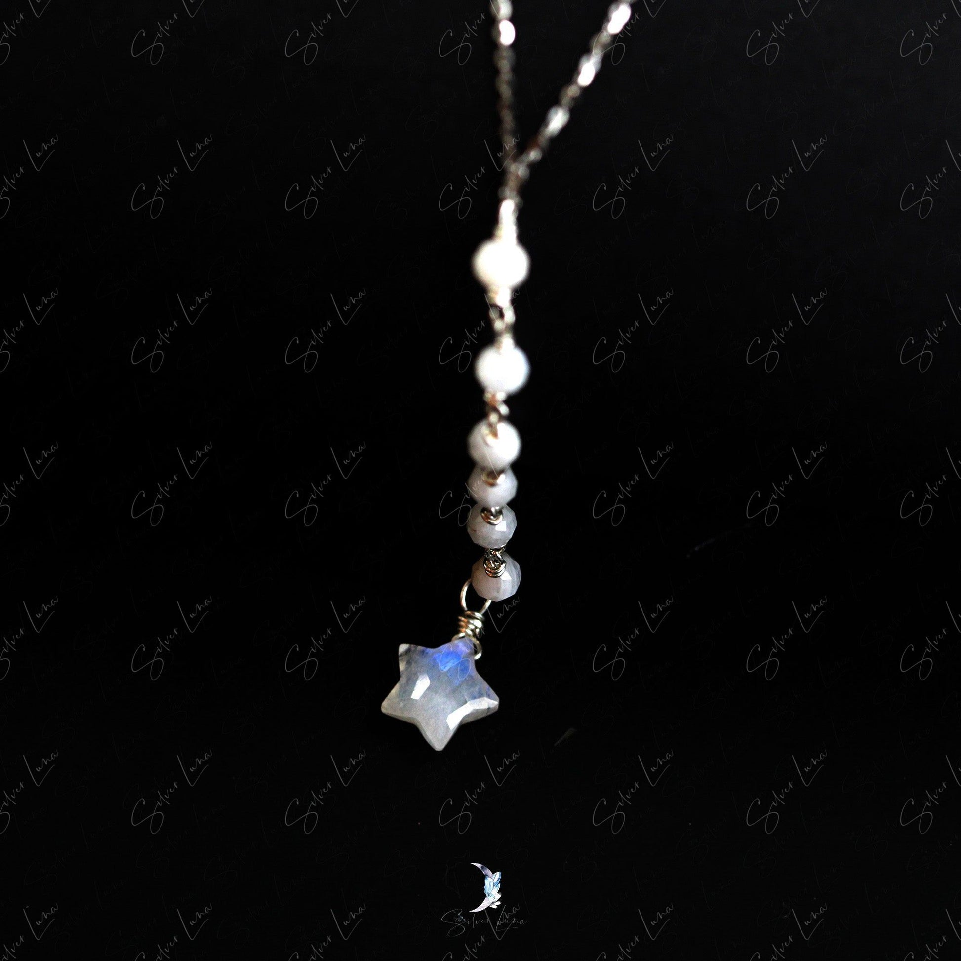 star moonstone lariate necklace