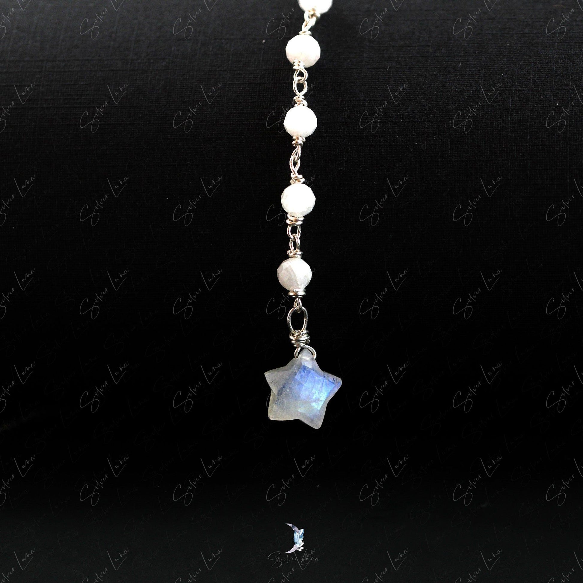 star moonstone lariat necklace