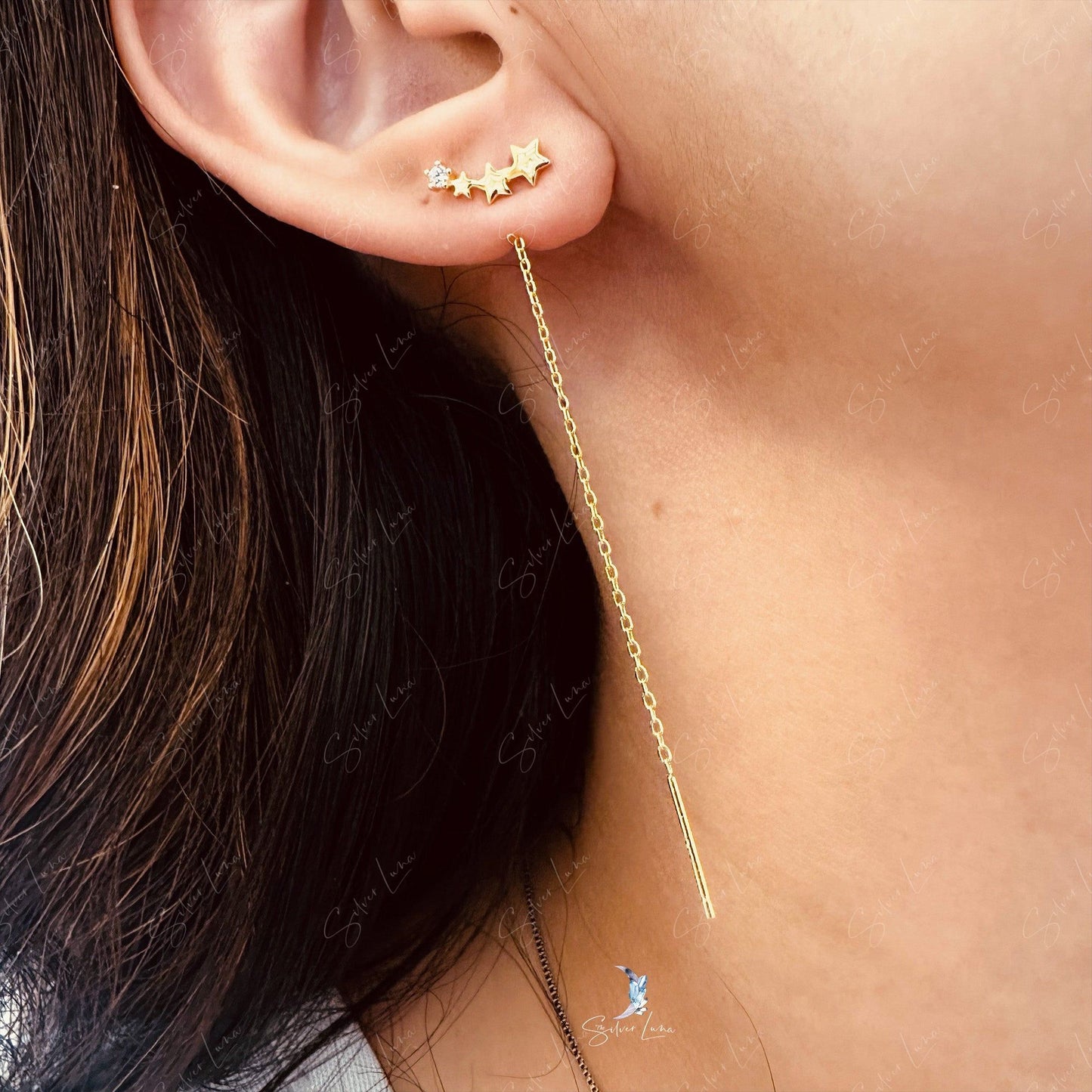 star threader earrings