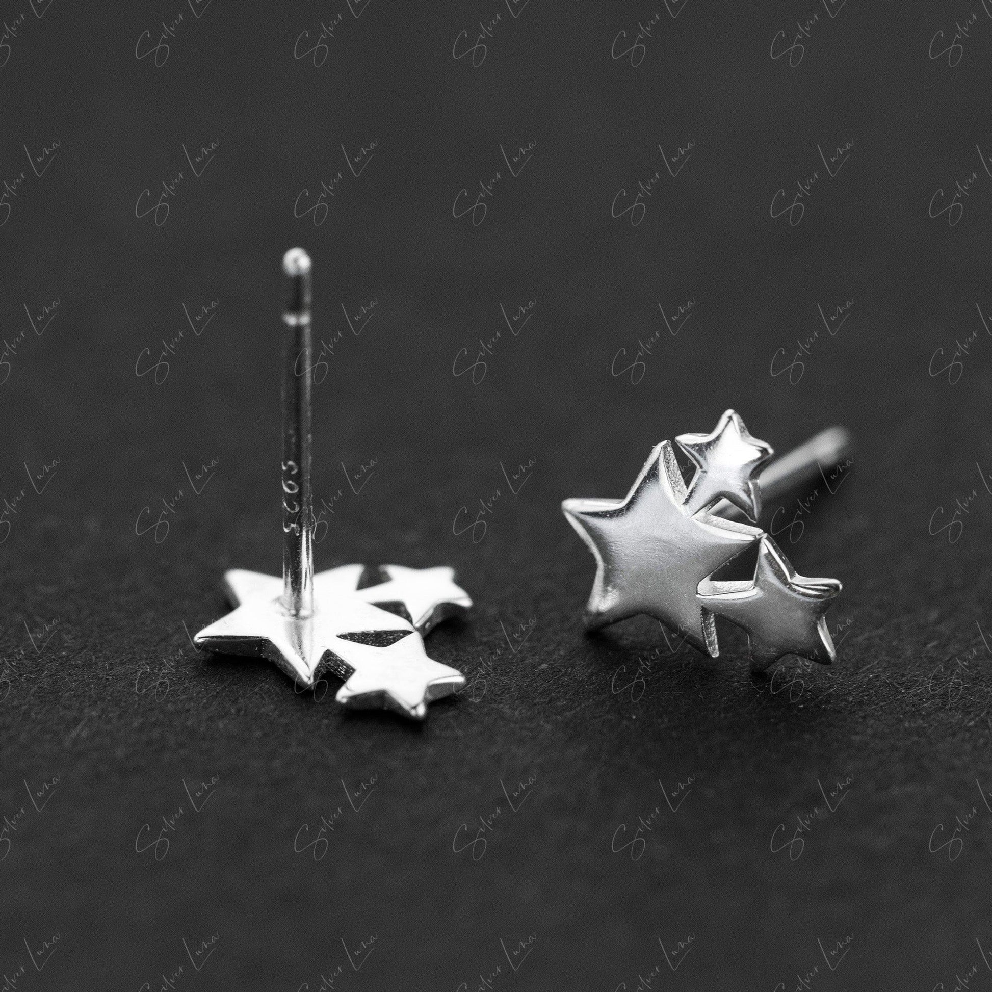 Cluster Of Stars Sterling Silver Stud Earrings