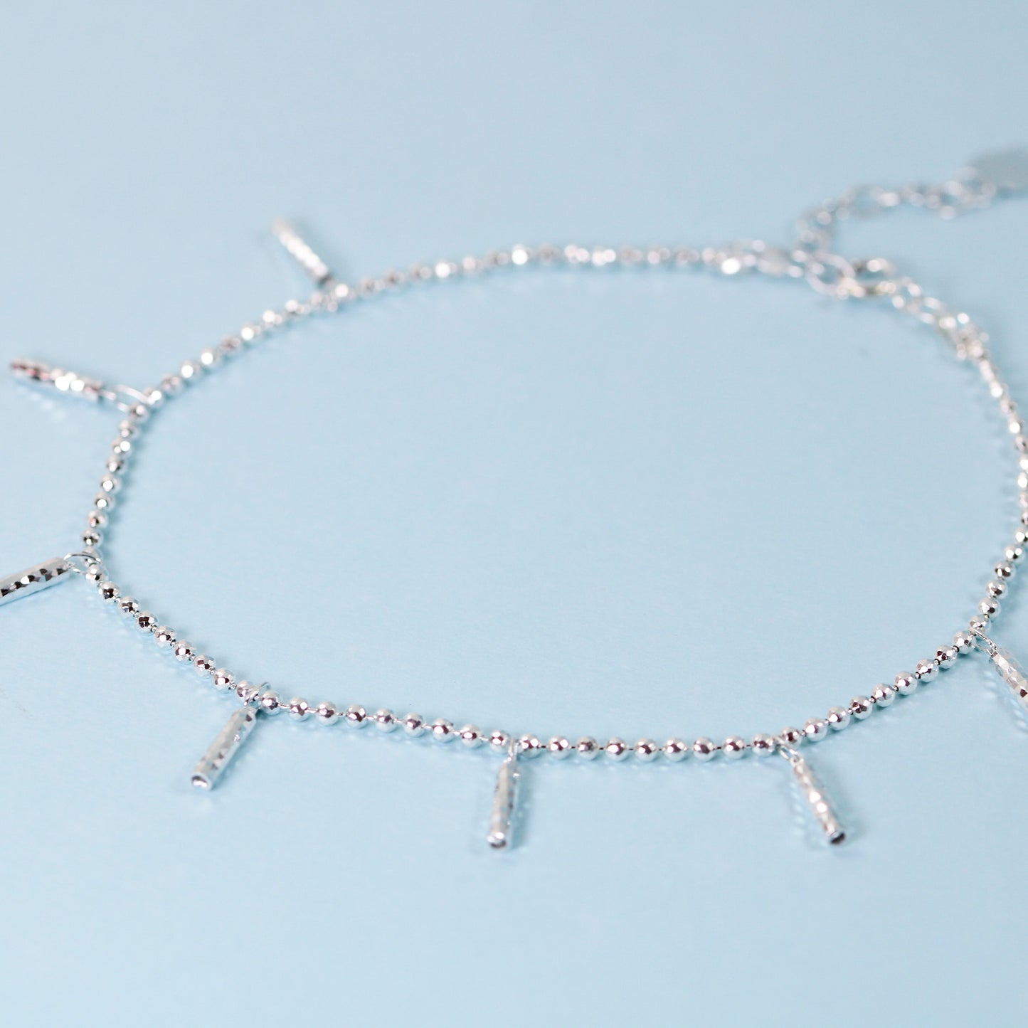 stick charms anklet in sterling silver