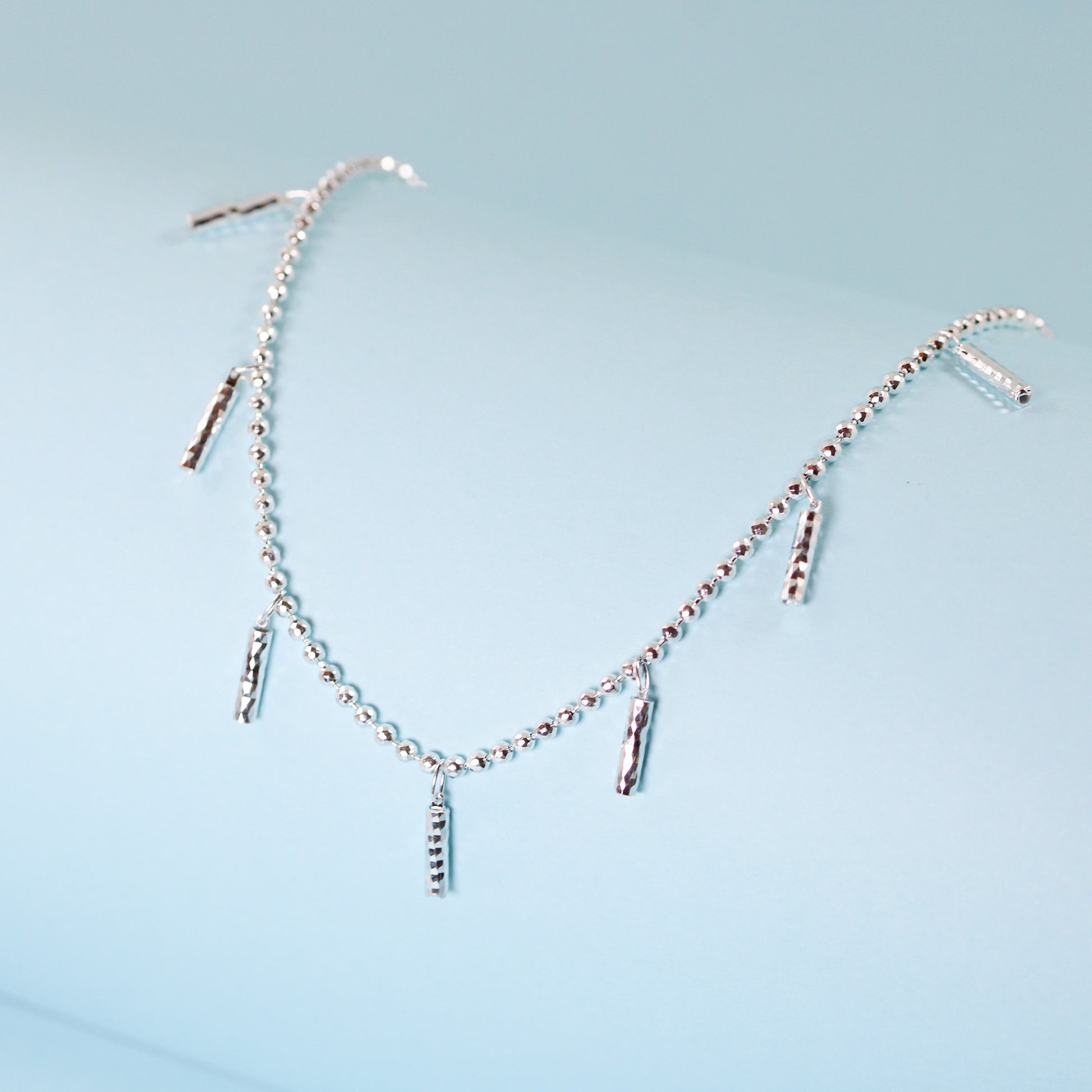 stick charms anklet in sterling silver