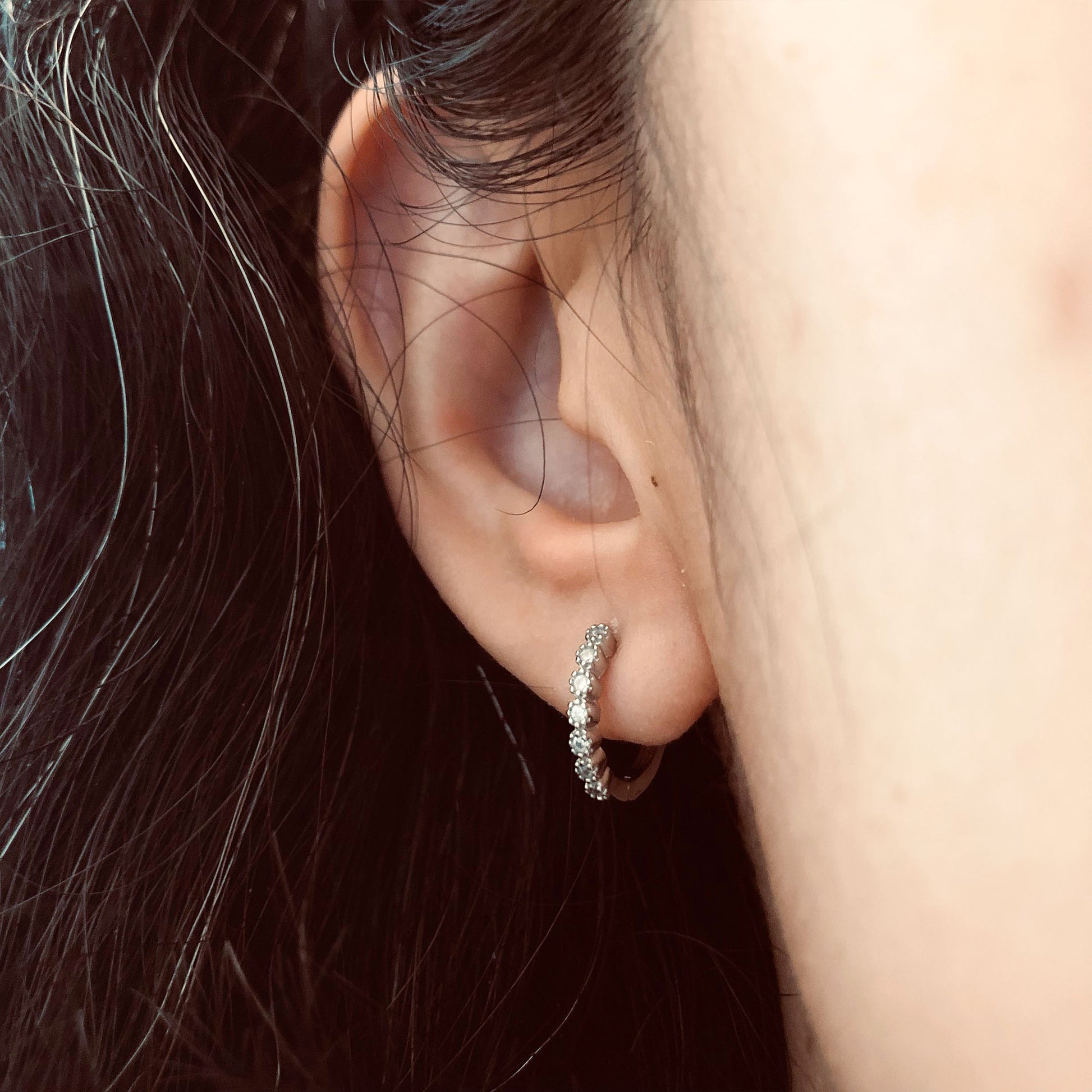 CZ hoop earrings ear huggies