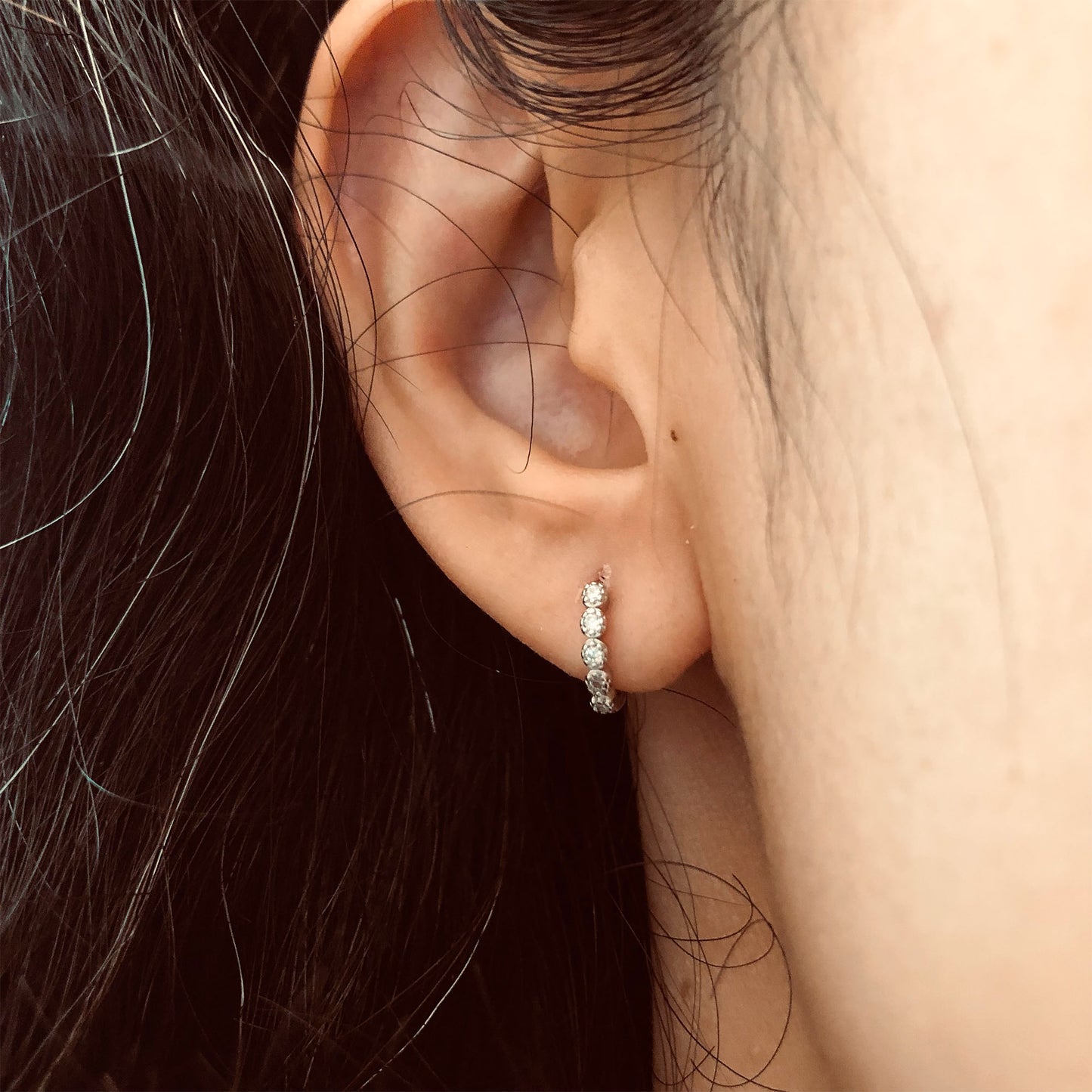 CZ hoop earrings ear huggies