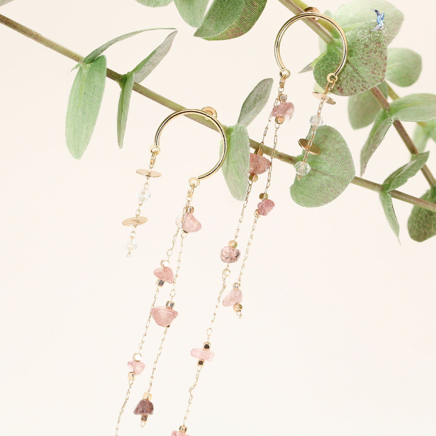 Colorful irregular stone long tassel drop earrings