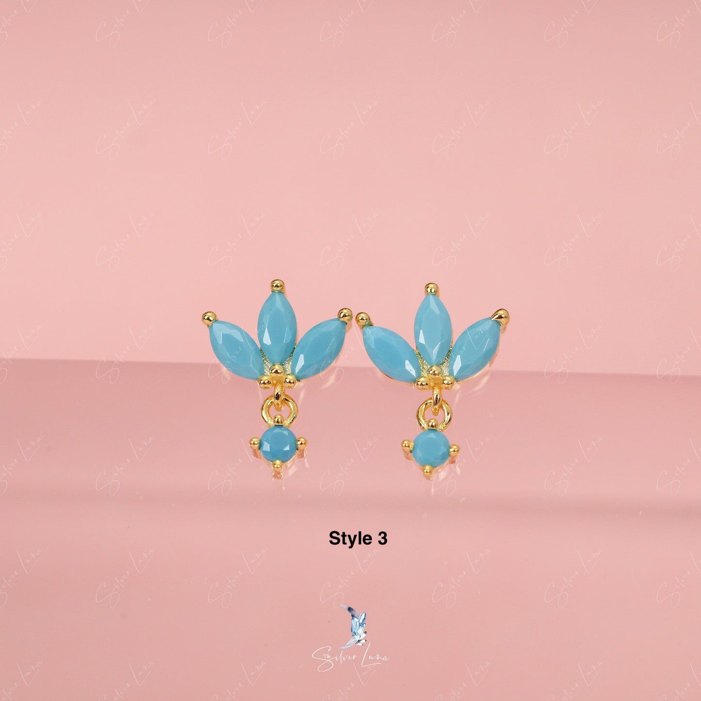 lotus flower blue earrings