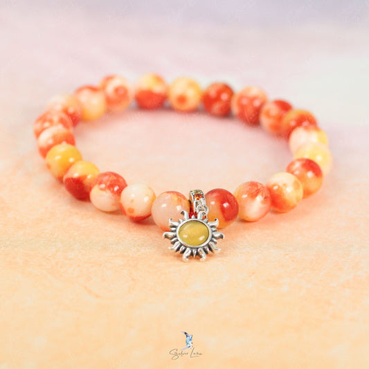 sun charm orange beaded bracelet