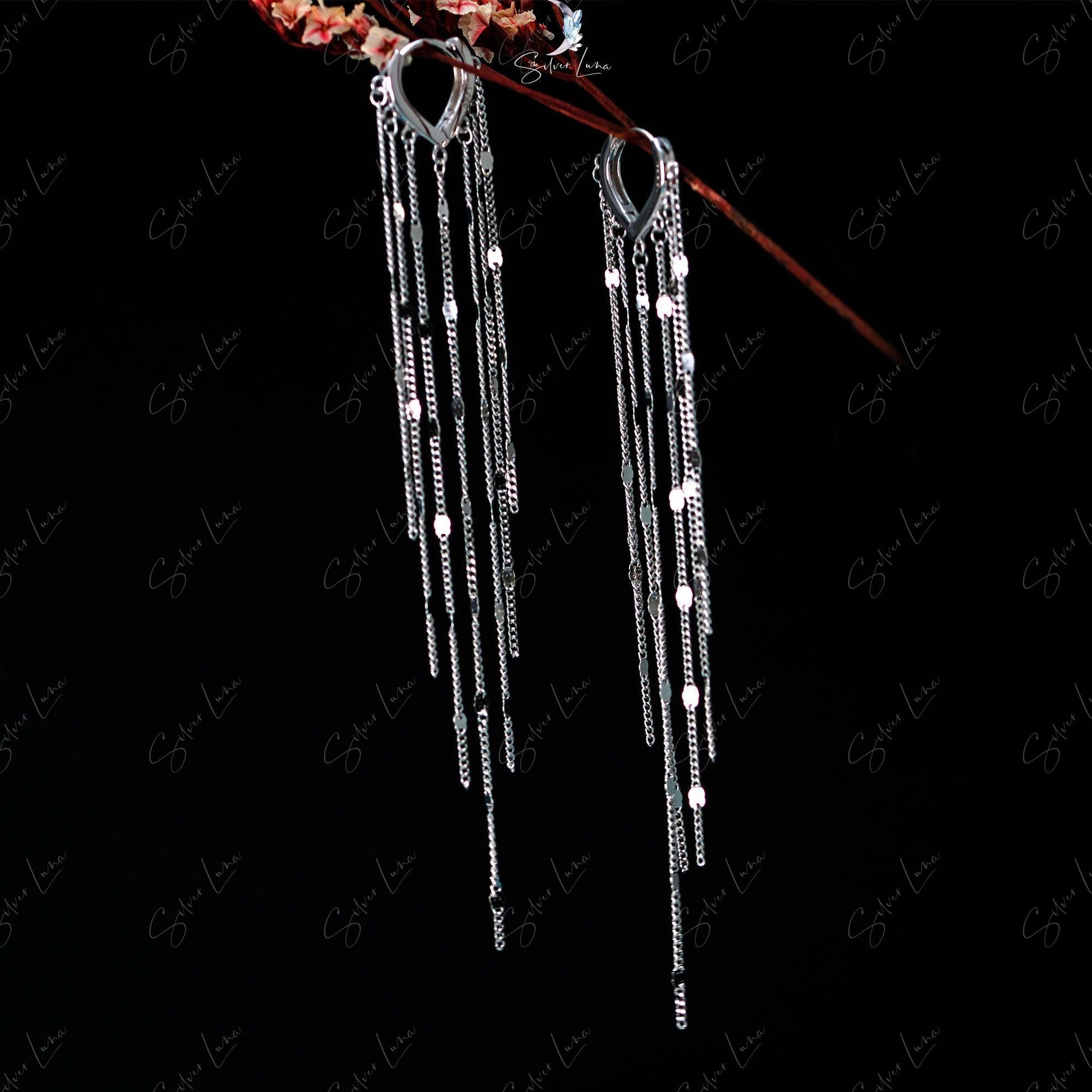 tassel chain hoop earrings