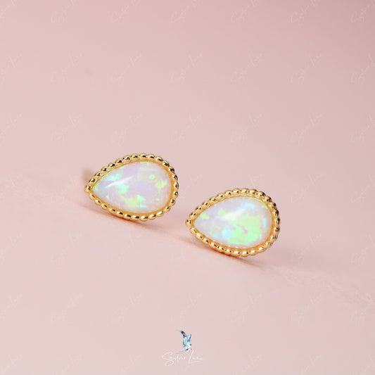 teardrop opal stud earrings