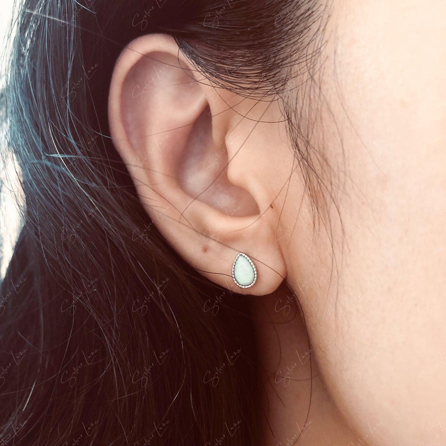 teardrop opal stone stud earrings