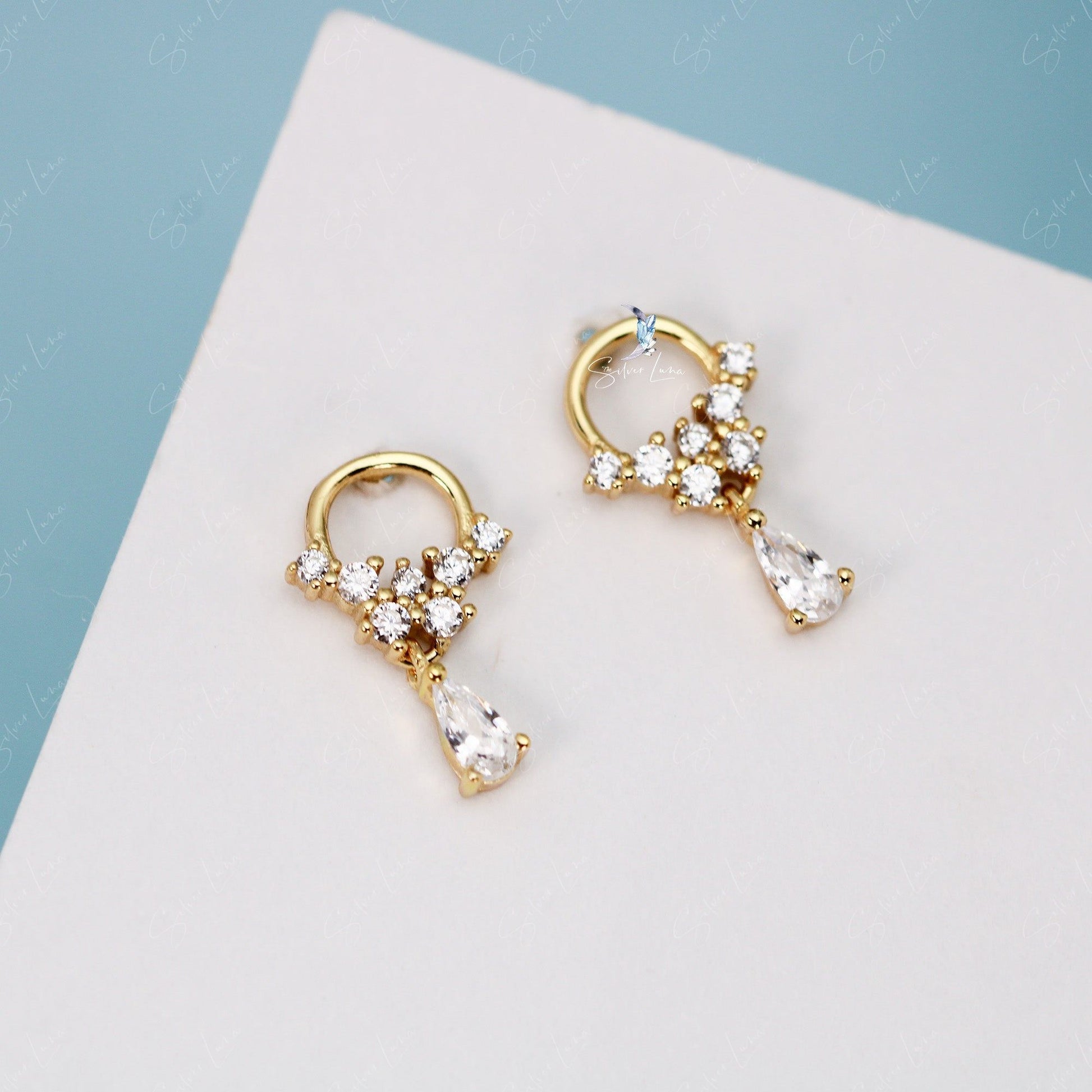 dainty teardrop stud earrings