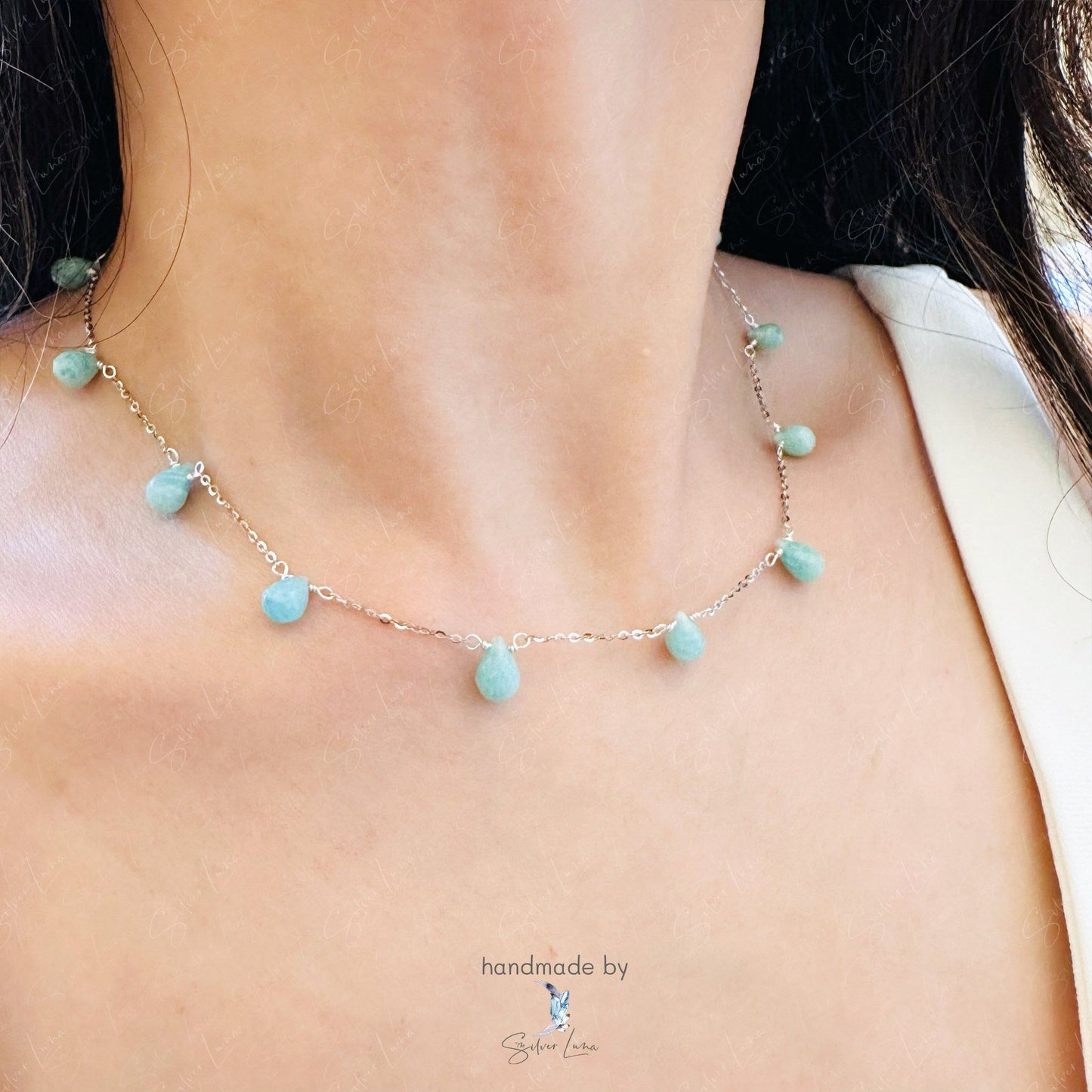 teardrop amazonite choker necklace