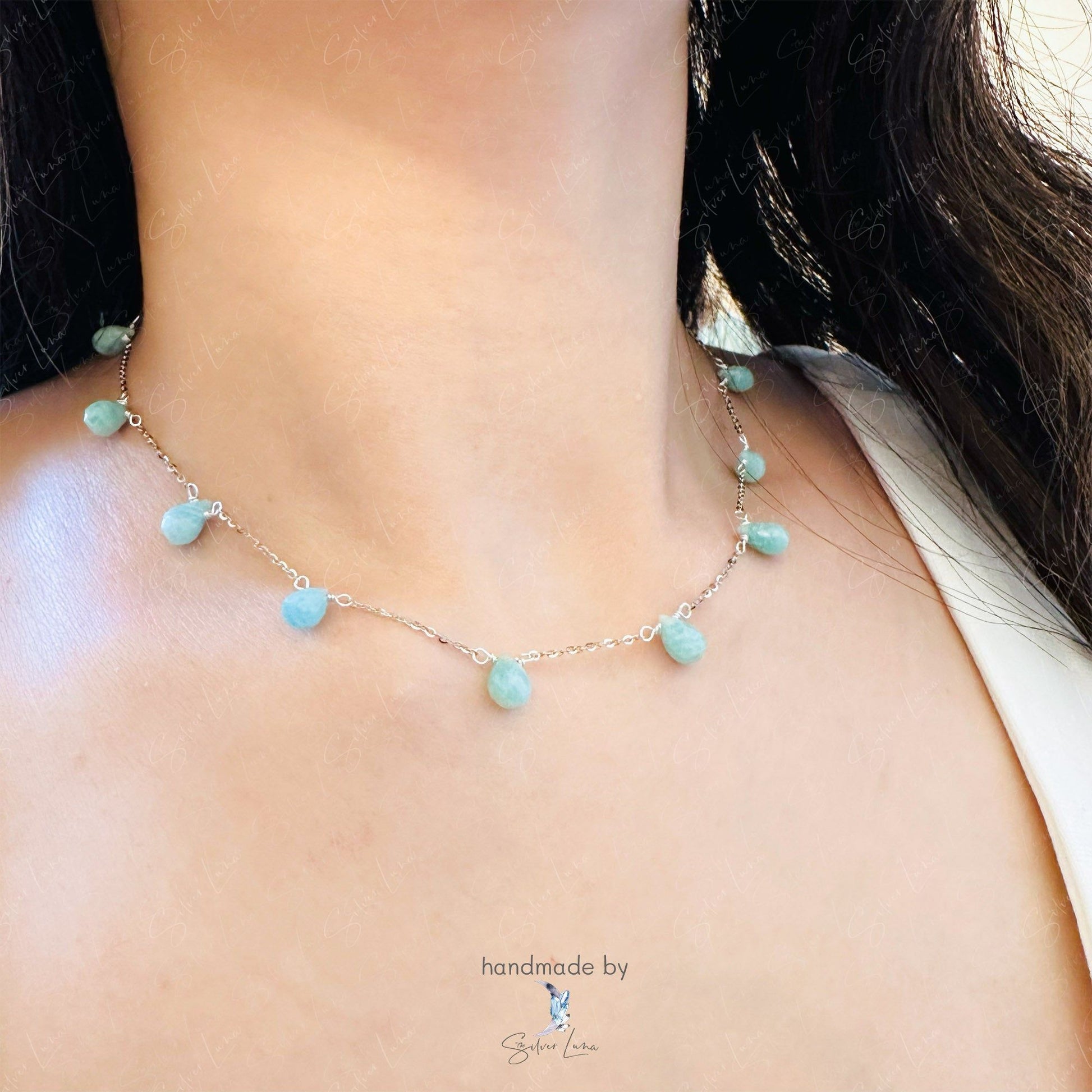 teardrop amazonite choker